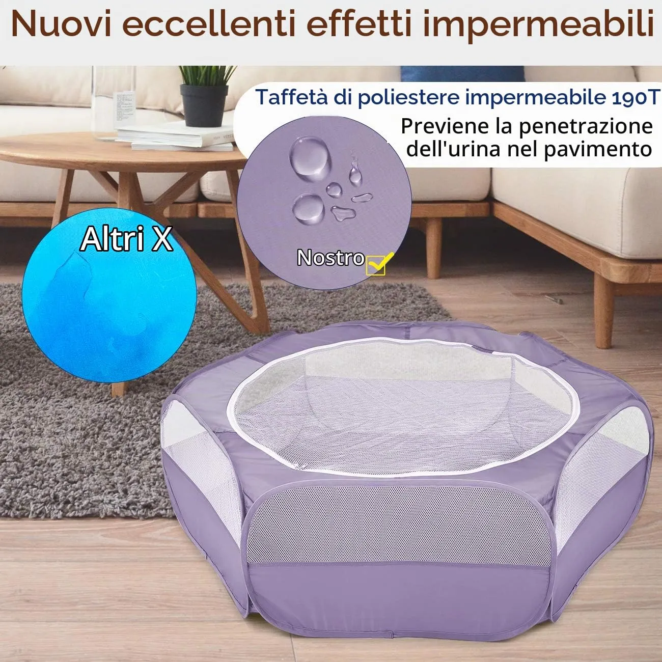 Pawaboo Recinto per piccoli animali con zip, Viola - immagine 4