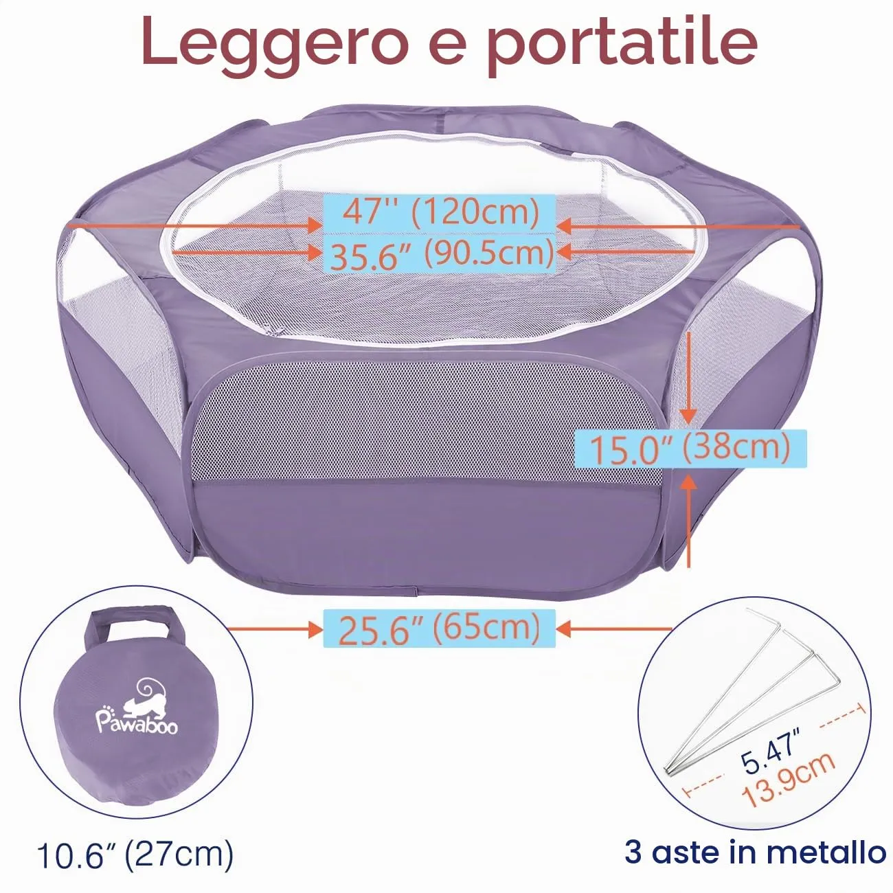 Pawaboo Recinto per piccoli animali con zip, Viola - immagine 6