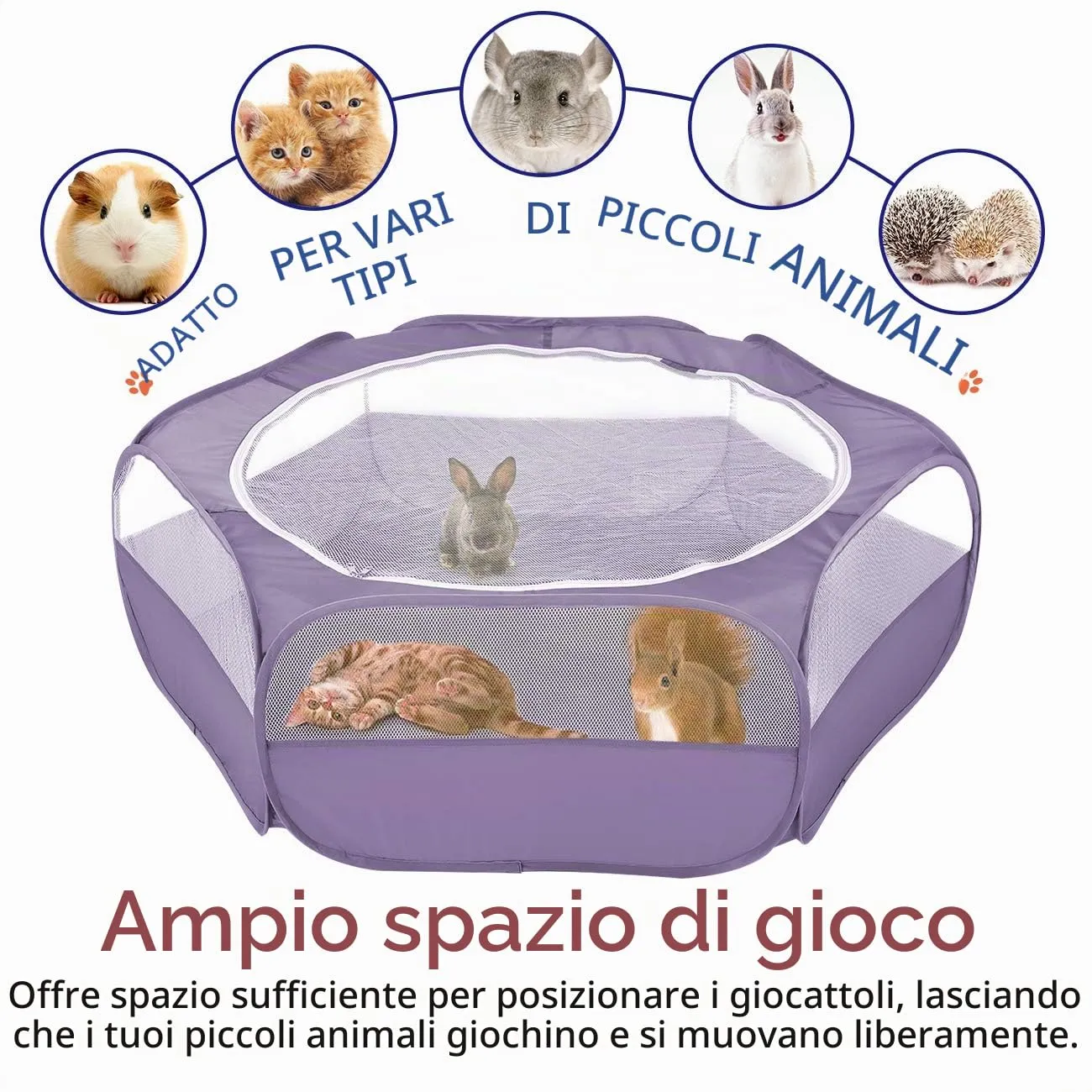 Pawaboo Recinto per piccoli animali con zip, Viola - immagine 7