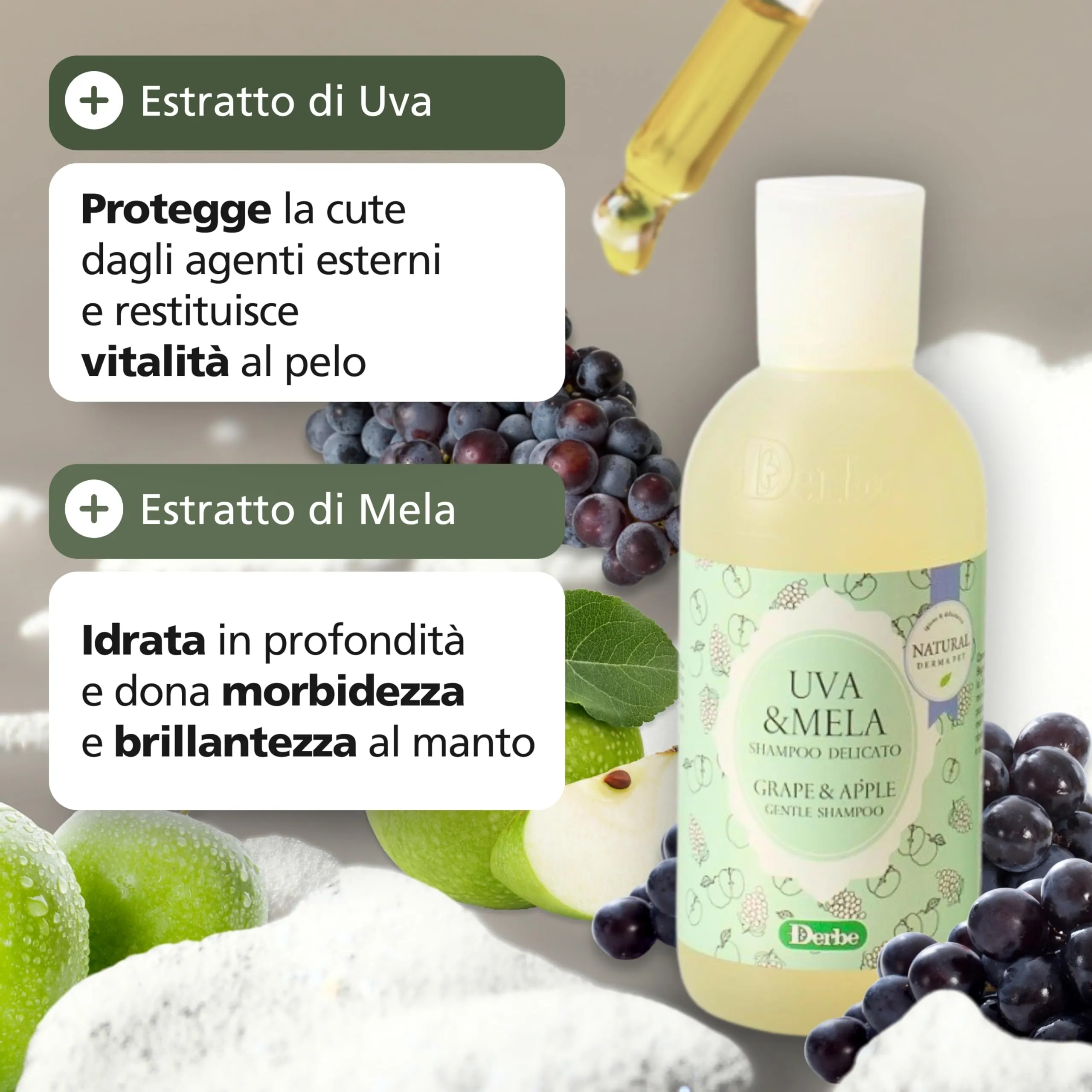 Natural Derma Pet Shampoo per Cani Uva e Mela, 200 ml - immagine 4