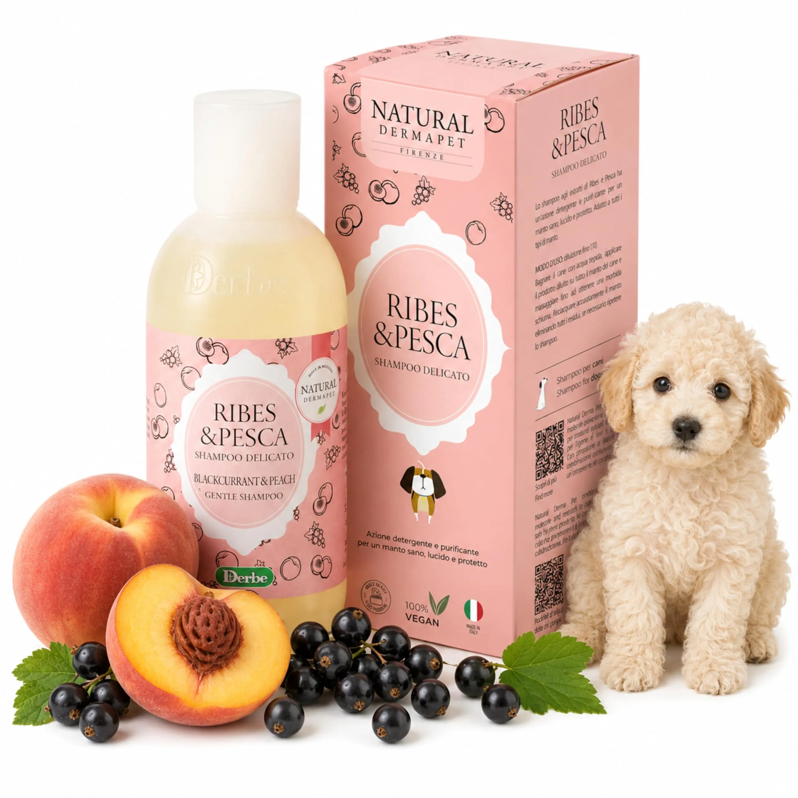 Natural Derma Pet Shampoo per Cani Ribes e Pesca, 200 ml - immagine 1