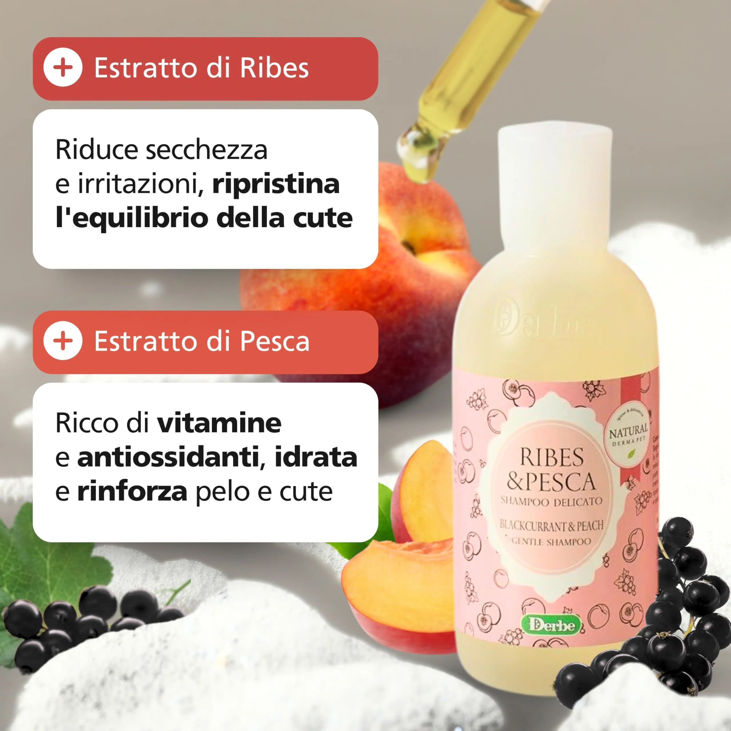 Natural Derma Pet Shampoo per Cani Ribes e Pesca, 200 ml - immagine 4