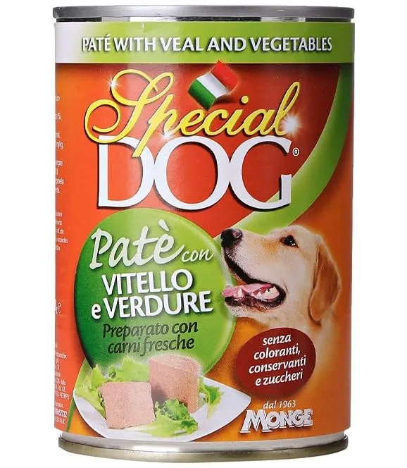 Monge Special Dog Paté Carne Vitello e Verdure per Cani Adulti, 12 x 400 g - immagine 1