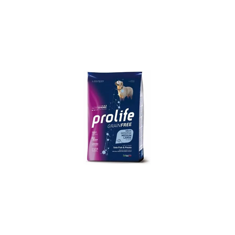 Prolife Grain Free Sensitive Sole Pesce e Patate Adult Medium/Large 10 kg - immagine 1