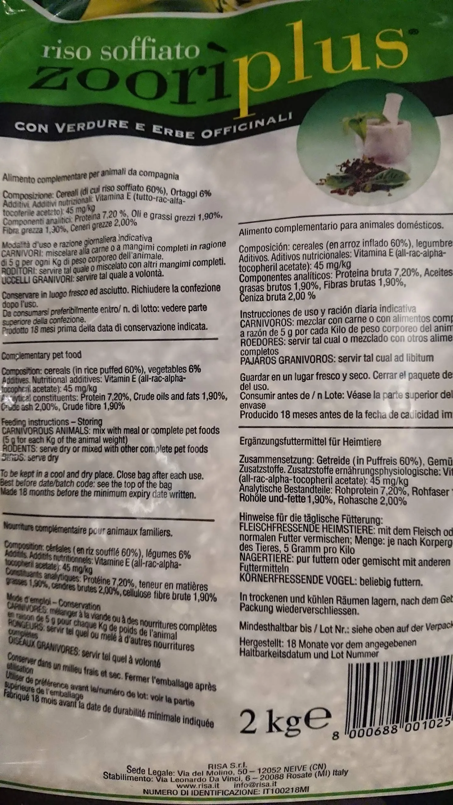 Zoorì Plus Riso soffiato con Verdure ed Erbe officinali 2 kg - immagine 2