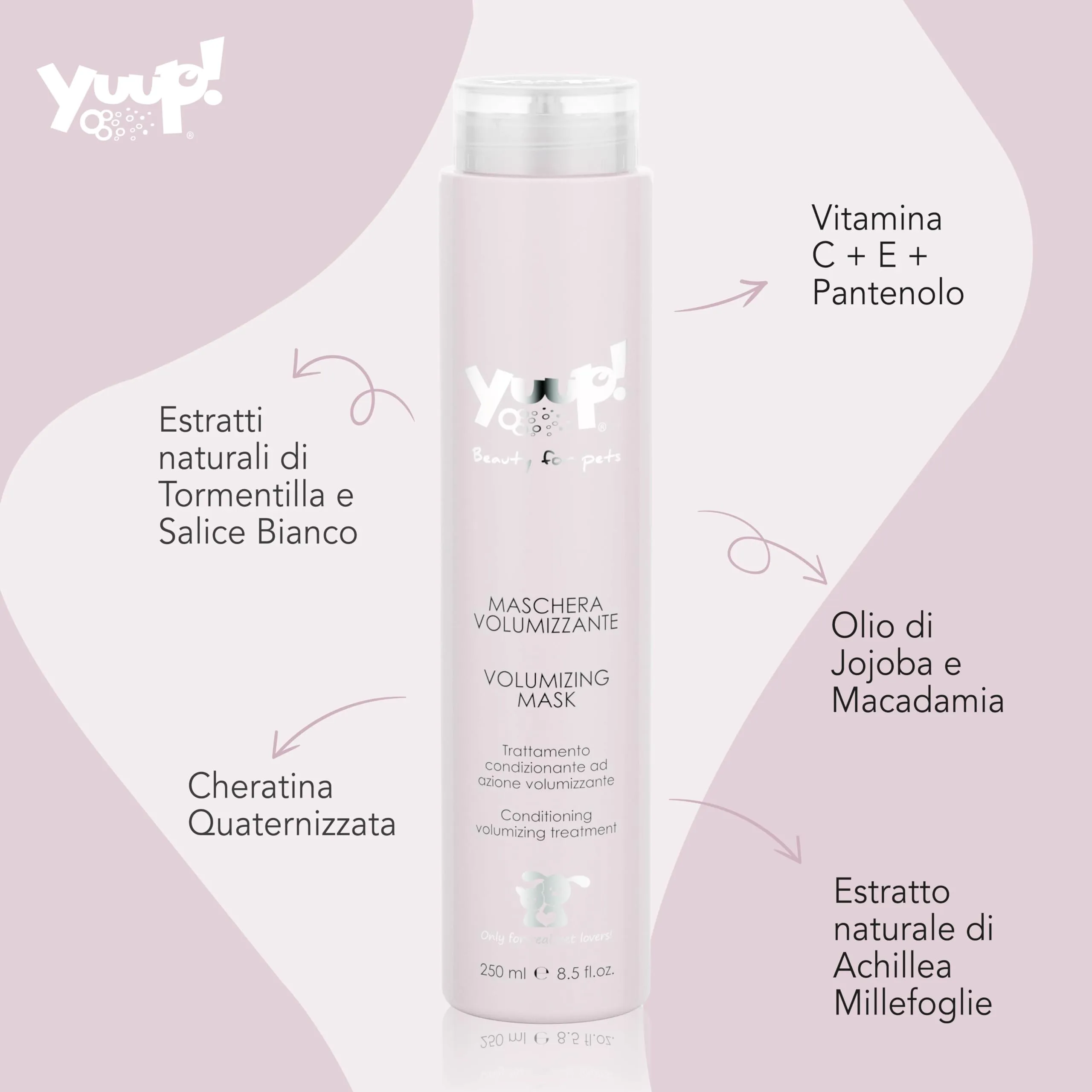 Yuup Kit Volume e Ricci - Shampoo Volumizzante, Maschera Volumizzante e Scioglinodi Lucidante per Cani e Gatti - immagine 7