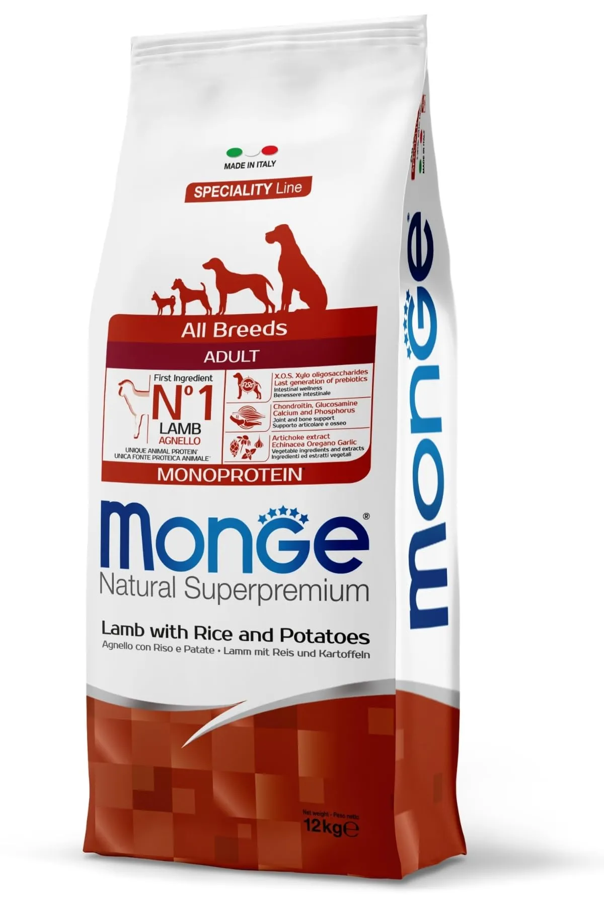 Monge Natural Superpremium Adult Dog Food with Lamb, Rice and Potatoes, All Breeds, 12 kg - immagine 1