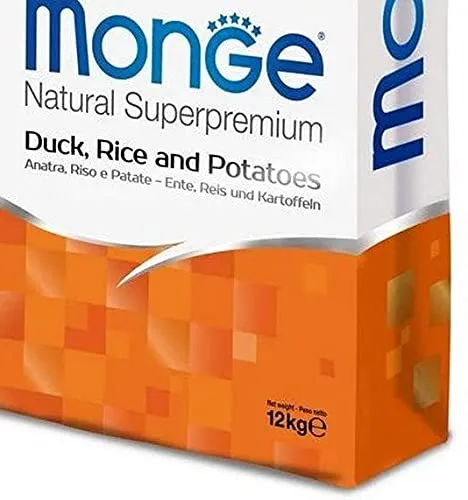 Monge Natural Superpremium Monoprotein Adult Duck with Rice and Potatoes Dog Food, 12 kg - immagine 3