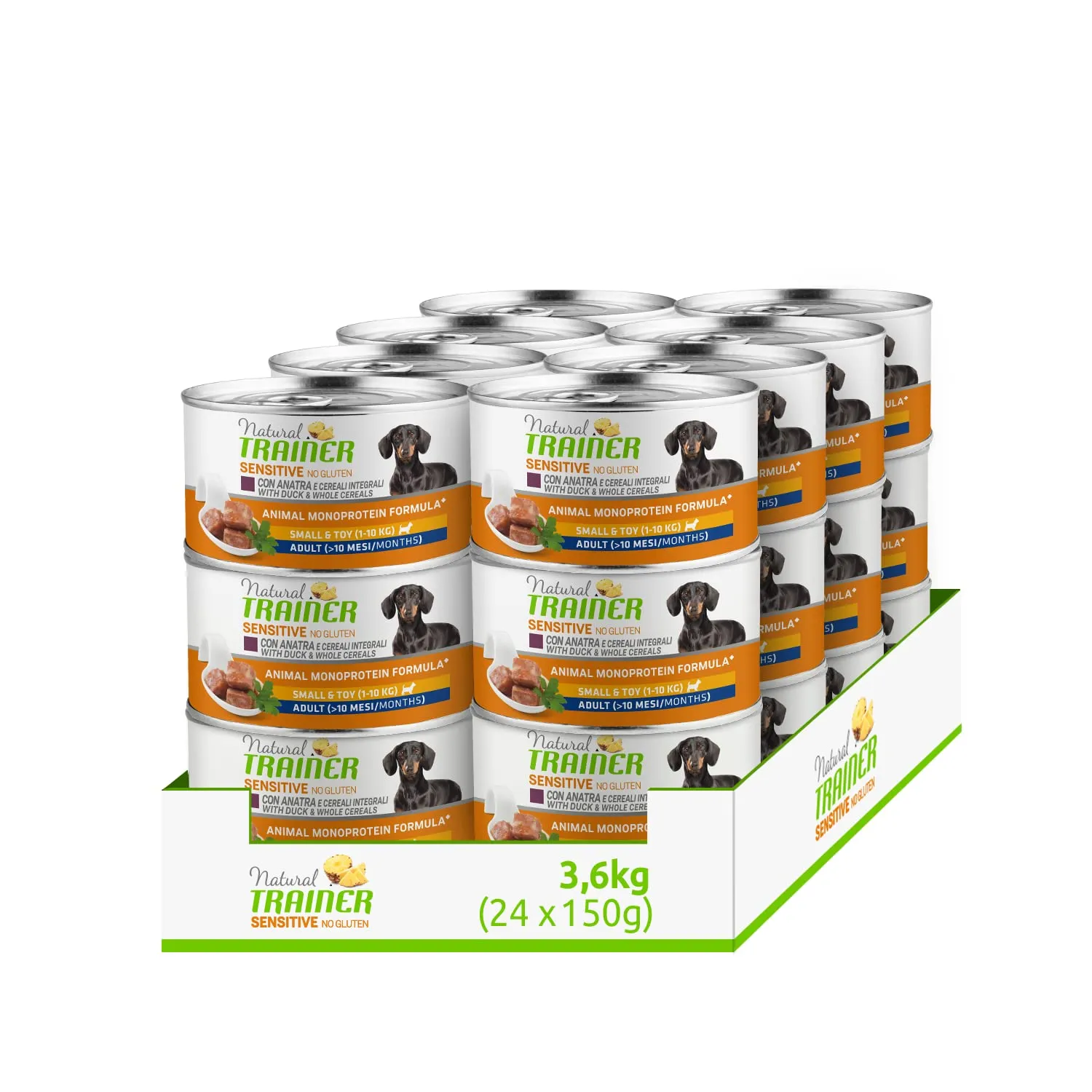 Trainer Natural Sensitive No Gluten Small & Toy Wet Dog Food with Duck and Whole Grains, 24 x 150 g - immagine 1