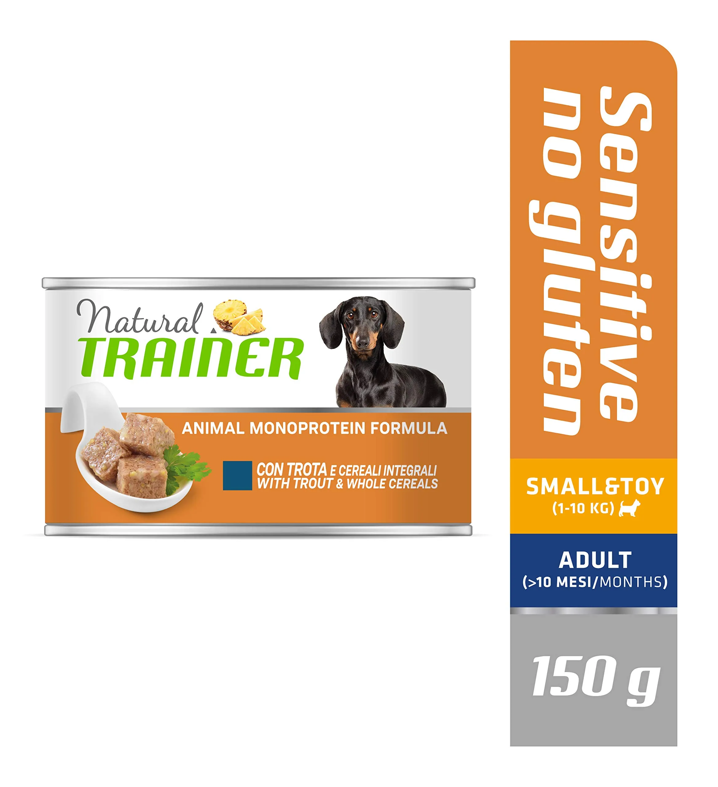 Trainer Natural Sensitive No Gluten Small & Toy Wet Dog Food with Trout and Whole Grains, 24 x 150 g - immagine 2