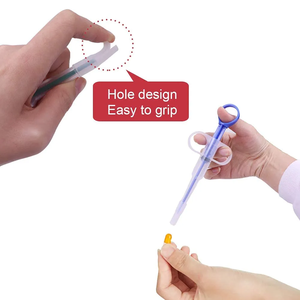 Houdao Sparapillole Riutilizzabile per Gatti e Animali Domestici, Siringa con Punta in Silicone per Pillole, Liquidi e Capsule (Blu) - immagine 4