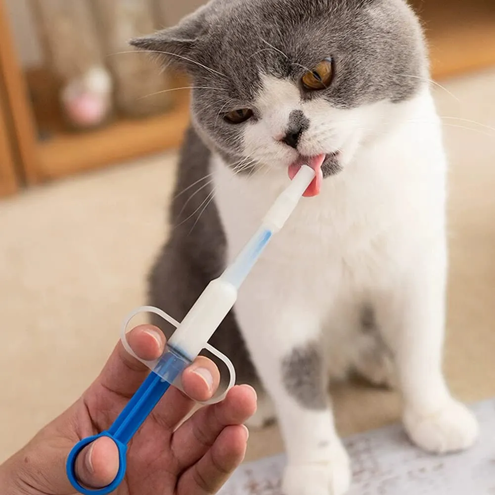 Houdao Sparapillole Riutilizzabile per Gatti e Animali Domestici, Siringa con Punta in Silicone per Pillole, Liquidi e Capsule (Blu) - immagine 6
