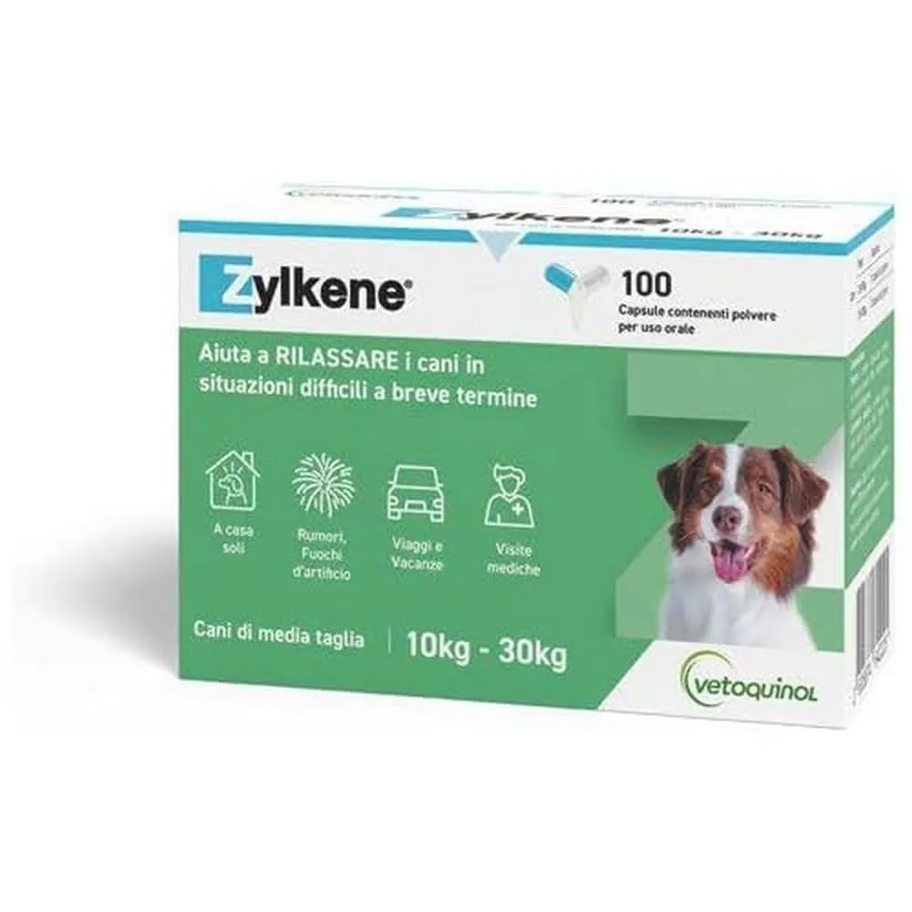 Vetoquinol Zylkene Mangime Complementare per Cani 10-30 kg, 225 mg, 100 capsule - immagine 1
