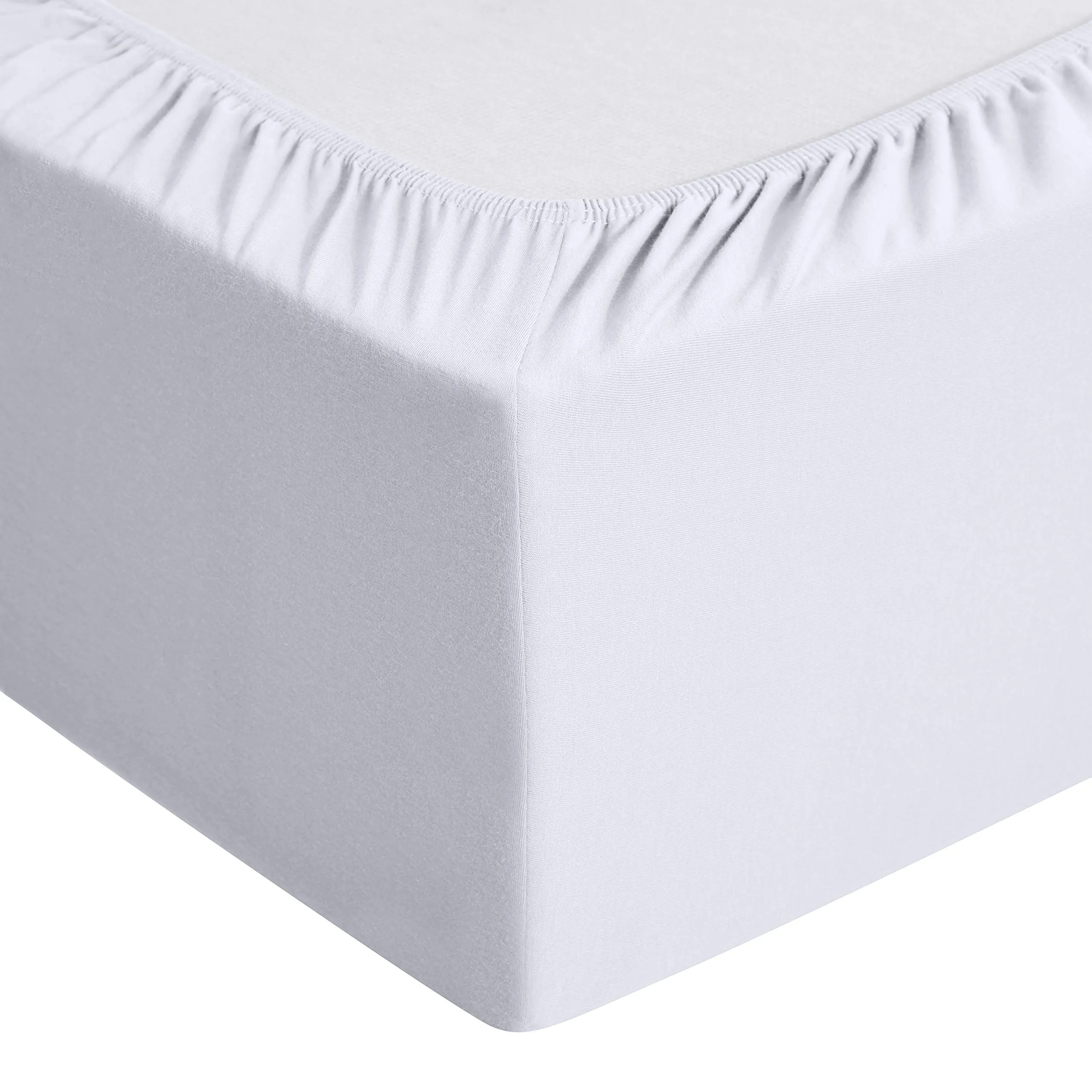 Amazon Basics Lenzuolo con Angoli Matrimoniale in Cotone Jersey, 200 x 200 cm, Bianco - immagine 4