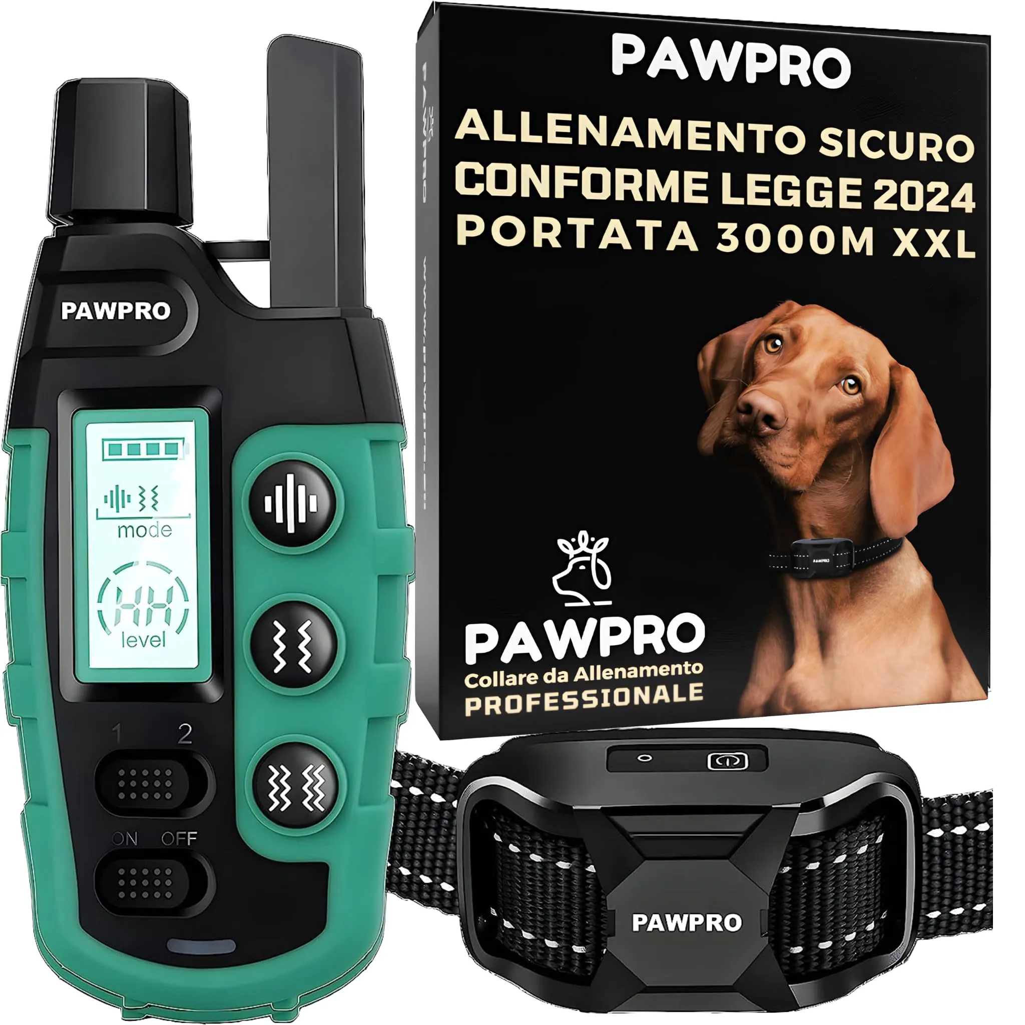 PAWPRO Collare da Addestramento per Cani, Portata 3000 m, Modalità Beep, Vibrazione e Boost Vibrazione, per Tutte le Taglie, Manuale IT - immagine 1
