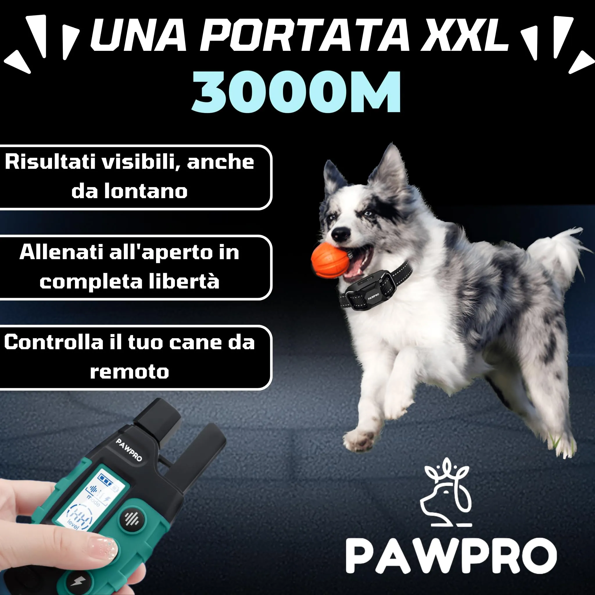 PAWPRO Collare da Addestramento per Cani, Portata 3000 m, Modalità Beep, Vibrazione e Boost Vibrazione, per Tutte le Taglie, Manuale IT - immagine 5