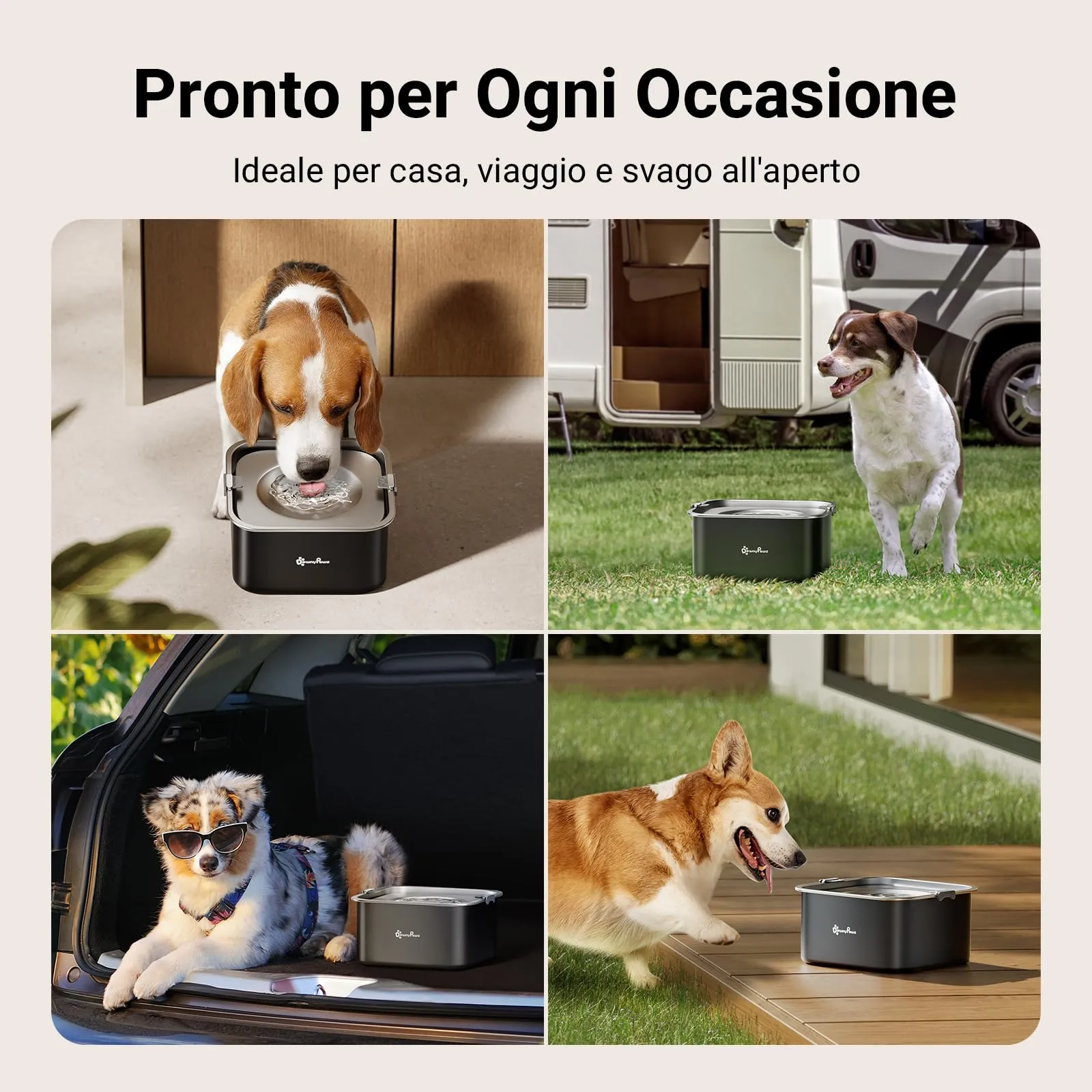 DownyPaws Ciotola Acqua Cane Antigoccia in Acciaio Inox, 3 L, Nero - immagine 7