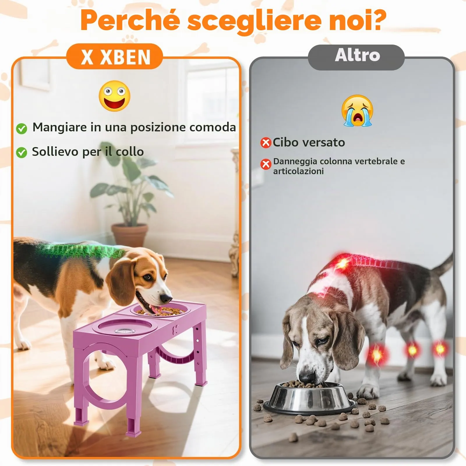 X XBEN Ciotole per Cani 3-in-1 Rialzate, 5 Altezze Regolabili, Ciotola Anti-Ingozzamento 1L e Ciotola Antigoccia 1,4L, Pieghevole e Antiscivolo, Rosa - immagine 5