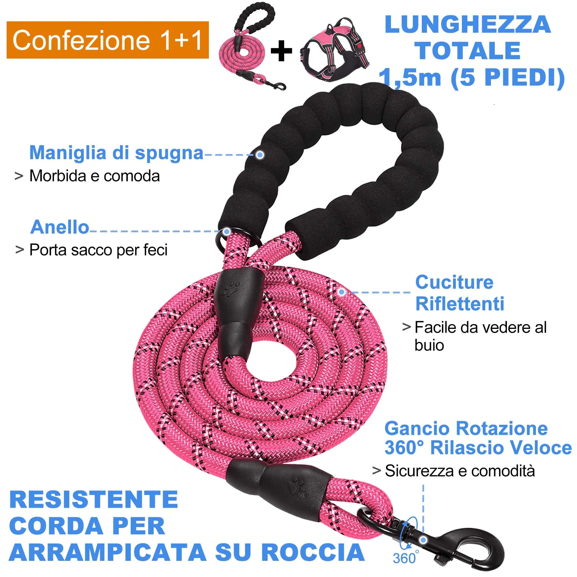 haapaw Pettorina per cani regolabile riflettente in Oxford con Guinzaglio, Taglia XL - immagine 3