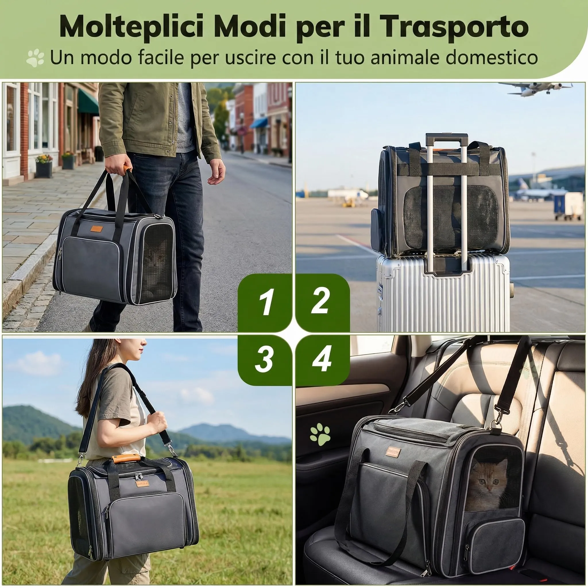 Morpilot Trasportino per Gatti e Cani fino a 7 kg, Pieghevole ed Espandibile, 44x31x34 cm, Grigio Argento - immagine 7