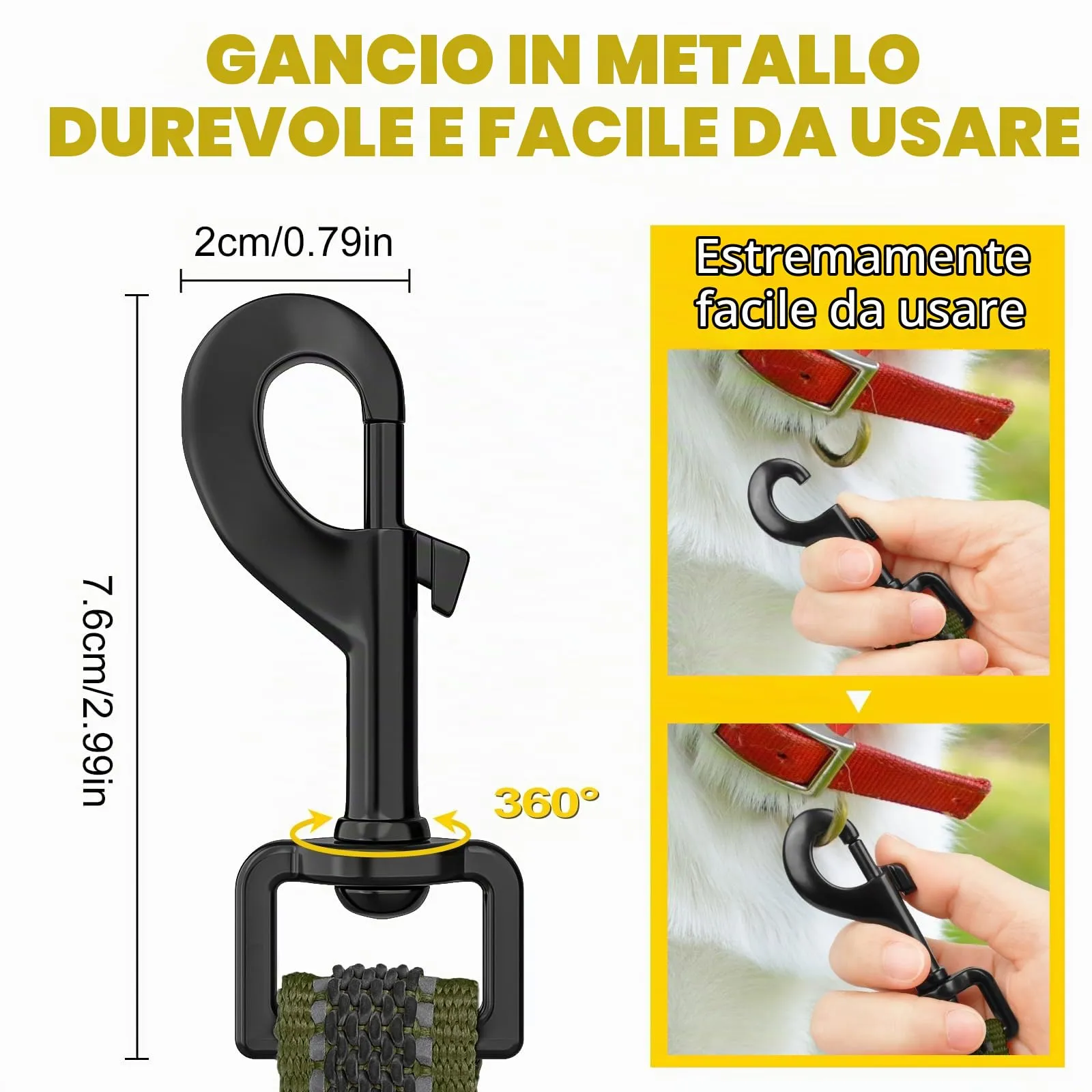 X XBEN Guinzaglio per Cani Riflettente, 20mm x 1,5m, Verde Oliva - immagine 4