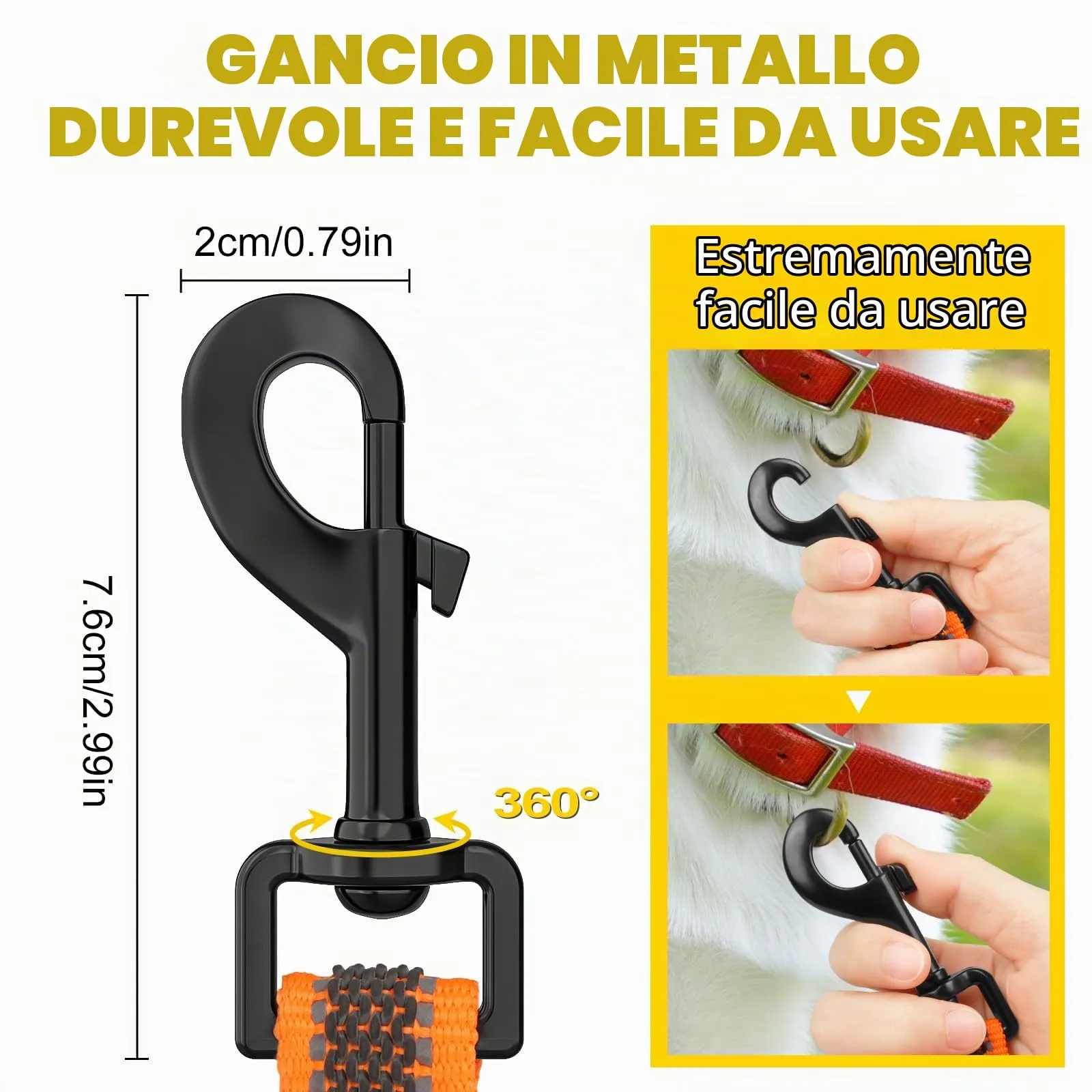 X XBEN Guinzaglio per Cani Riflettente, 20mm x 1,2m, con Manico Imbottito, Arancione - immagine 4