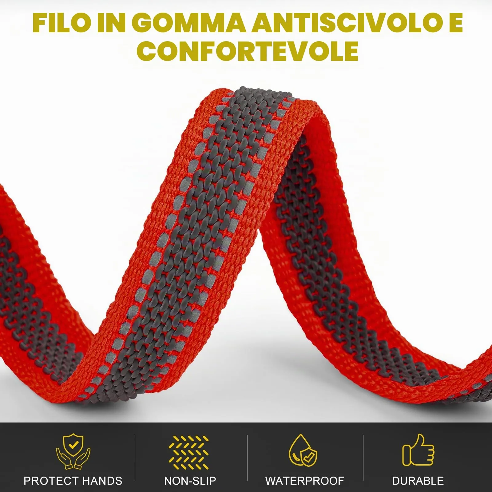 X XBEN Guinzaglio per Cani Riflettente, 20mm x 1,8m, con Manico Imbottito, Rosso - immagine 2