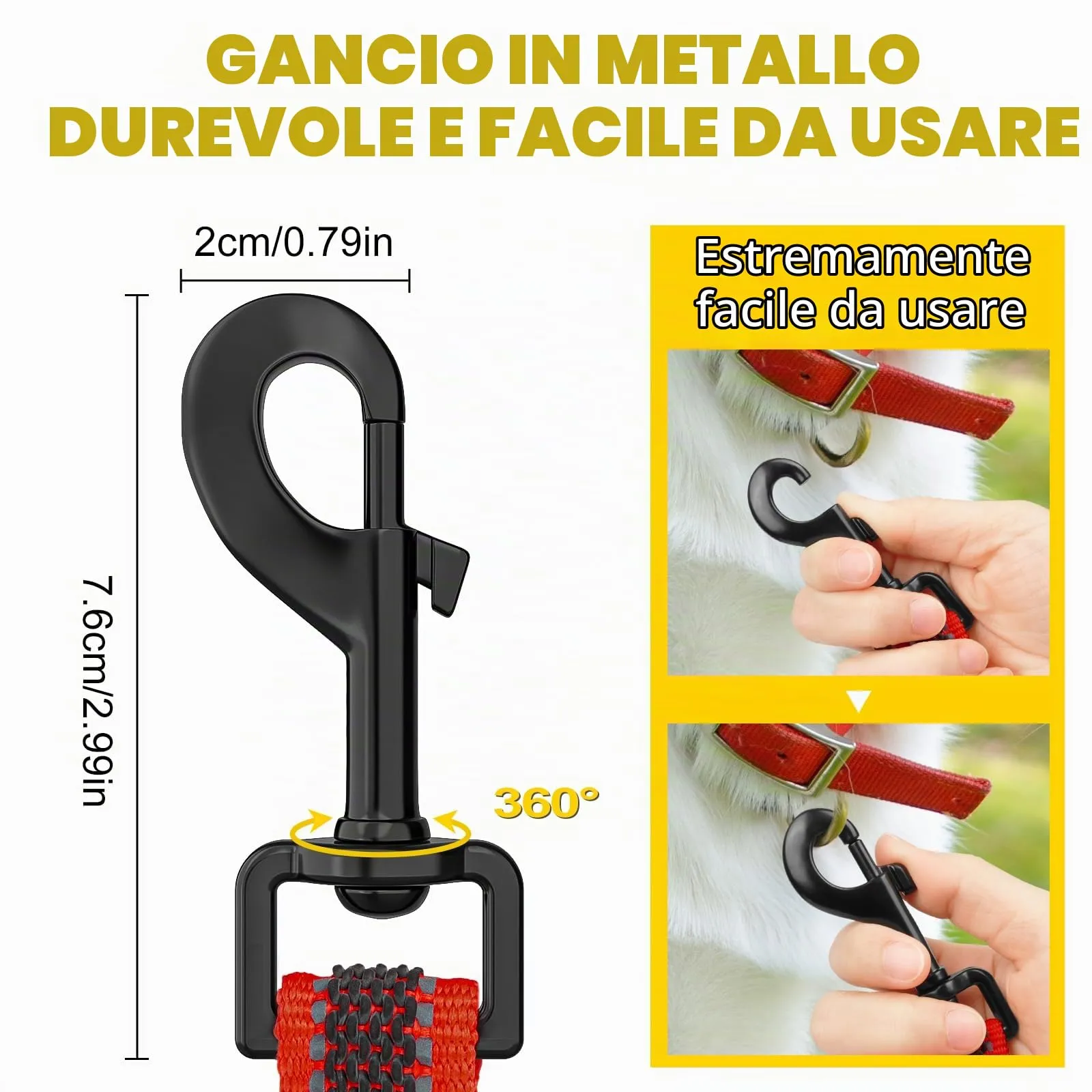 X XBEN Guinzaglio per Cani Riflettente, 20mm x 1,8m, con Manico Imbottito, Rosso - immagine 5
