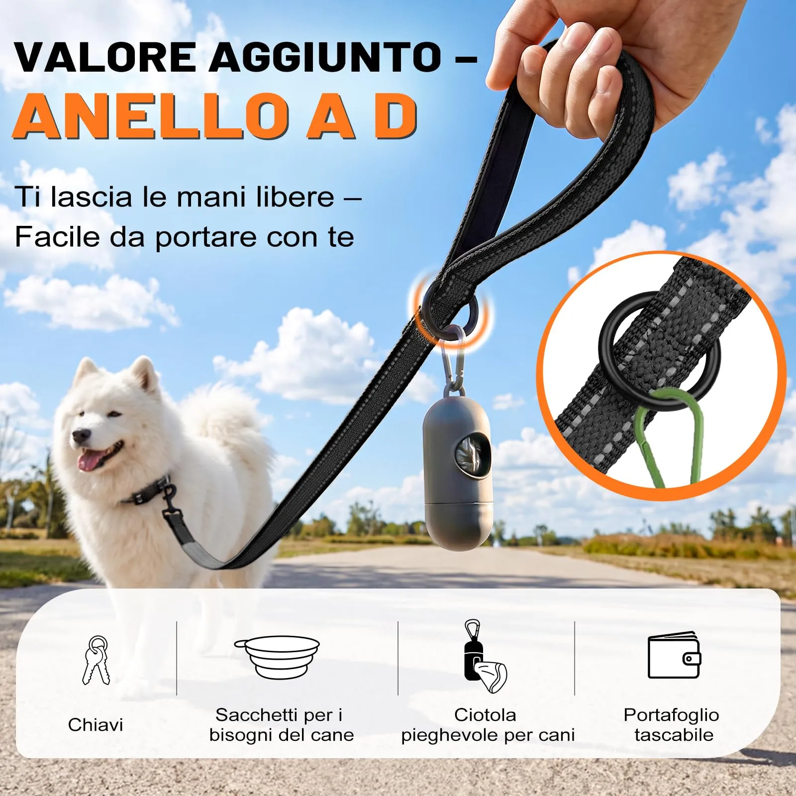 X XBEN Guinzaglio Addestramento per Cani Riflettente 3M, Nero - immagine 5