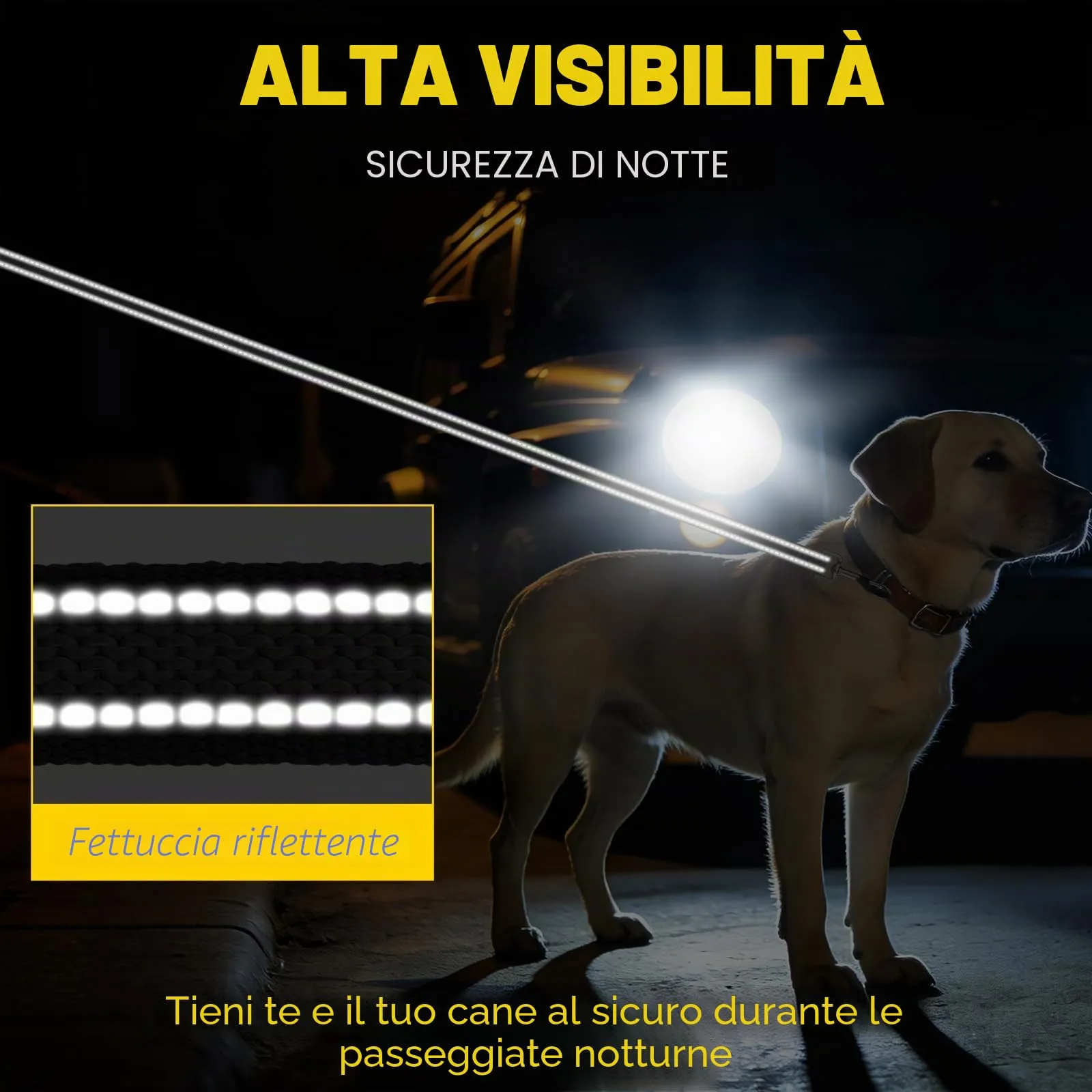 X XBEN Guinzaglio per Cani Riflettente, 20mm x 1,5m, Manico Imbottito, Nero - immagine 5