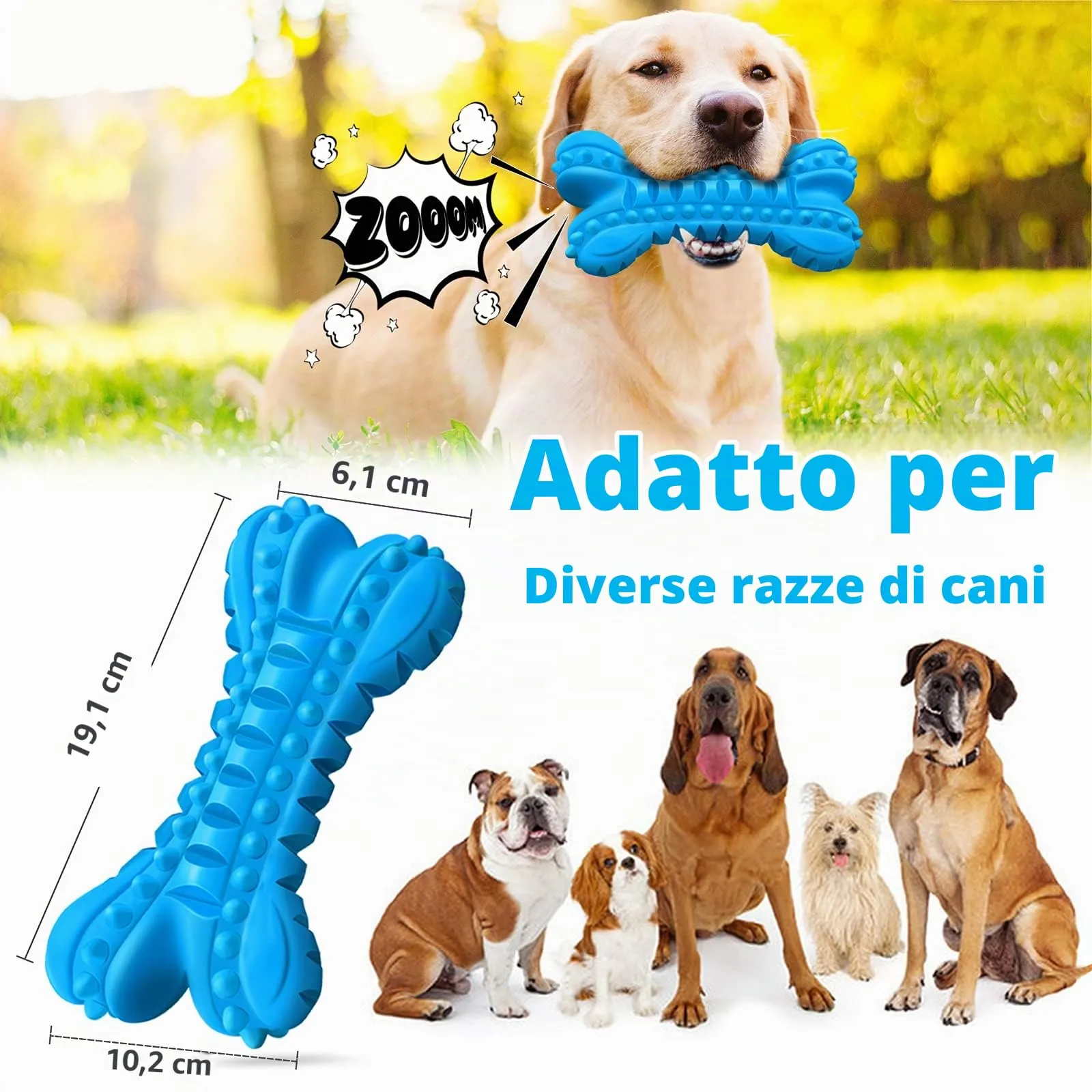 LEGEND SANDY Giocattoli in Gomma per Cani di Razza Grande, Ossa Resistenti con Squeaker per Masticatori Aggressivi - immagine 3