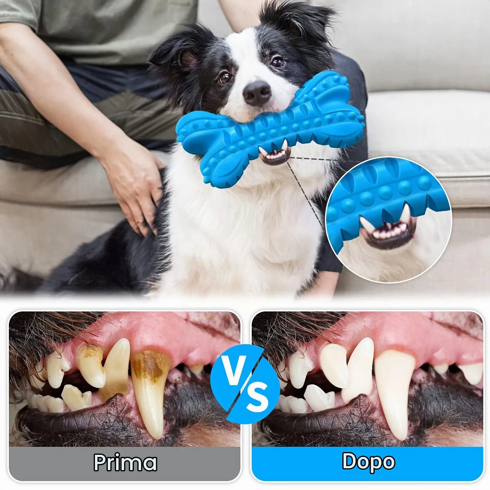 LEGEND SANDY Giocattoli in Gomma per Cani di Razza Grande, Ossa Resistenti con Squeaker per Masticatori Aggressivi - immagine 4