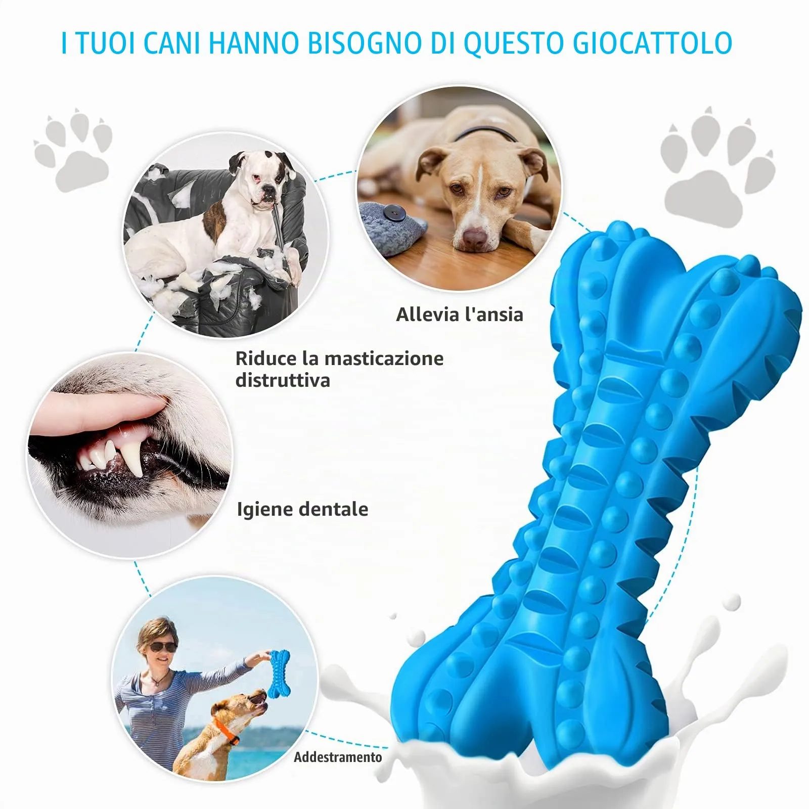 LEGEND SANDY Giocattoli in Gomma per Cani di Razza Grande, Ossa Resistenti con Squeaker per Masticatori Aggressivi - immagine 6