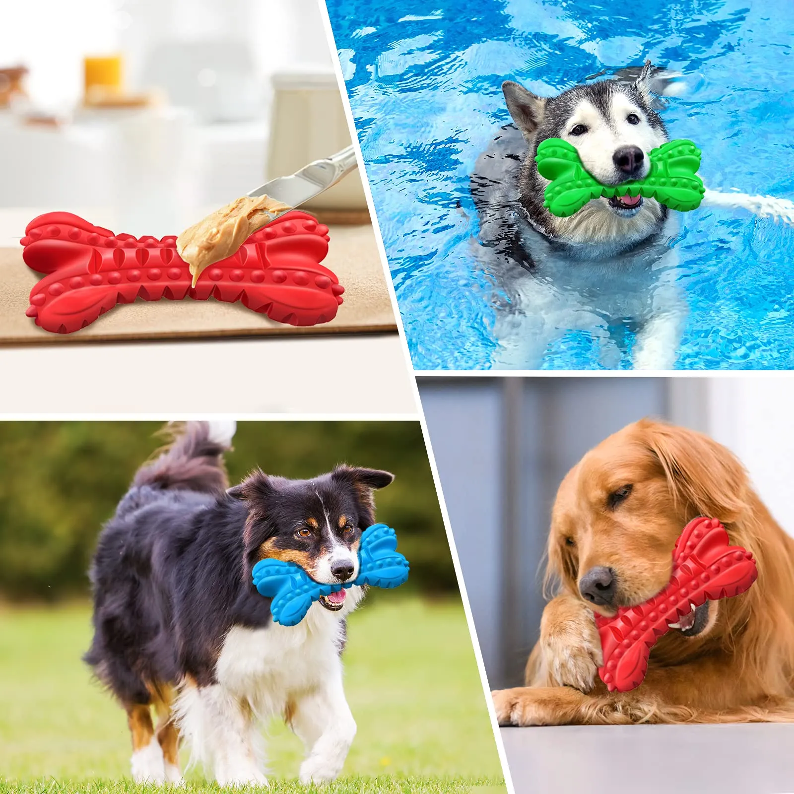 LEGEND SANDY Giocattoli in Gomma per Cani di Razza Grande, Ossa Resistenti con Squeaker per Masticatori Aggressivi - immagine 7