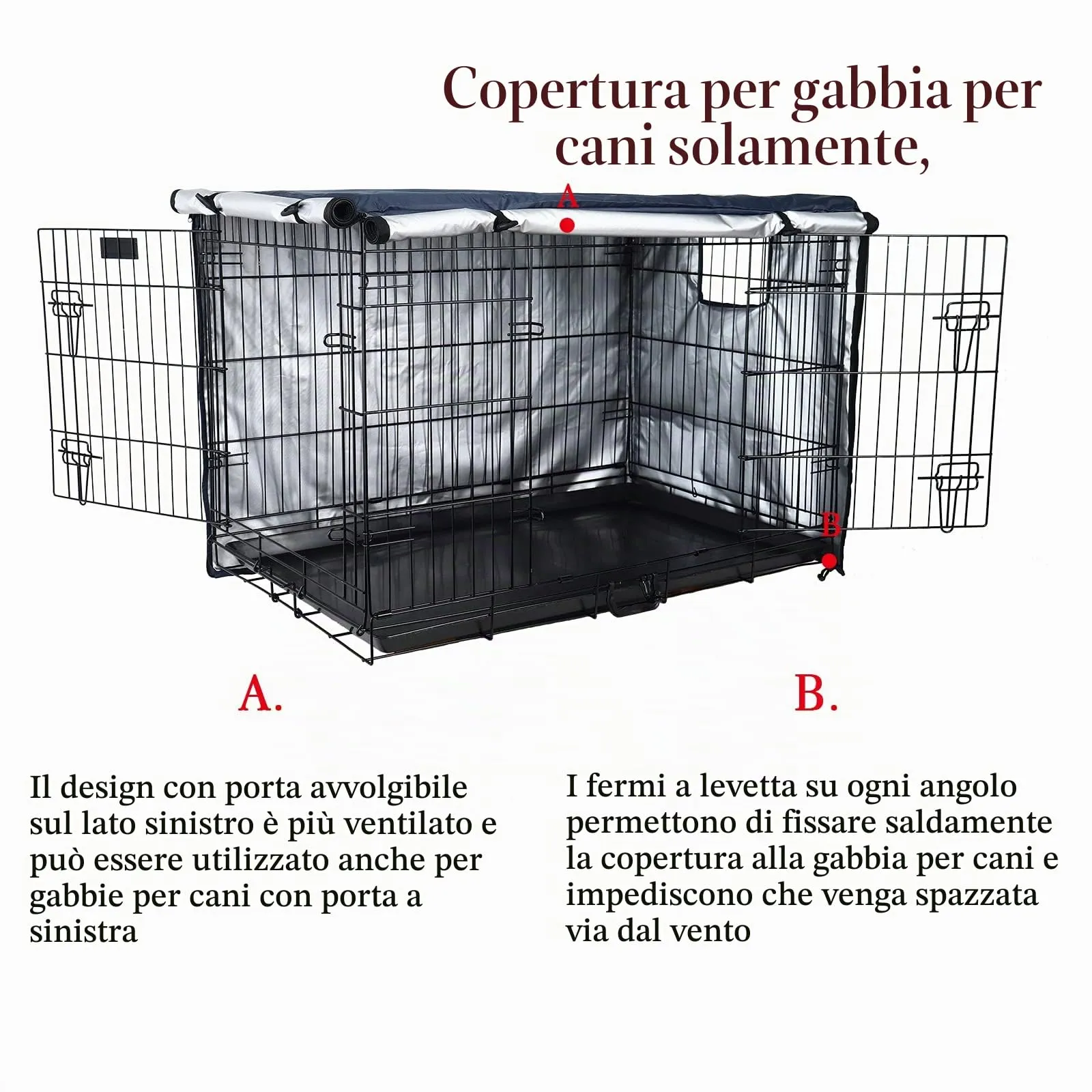 Sensong Copertura per Gabbia Cani in Poliestere Impermeabile, Marina Militare, 30IN - immagine 4