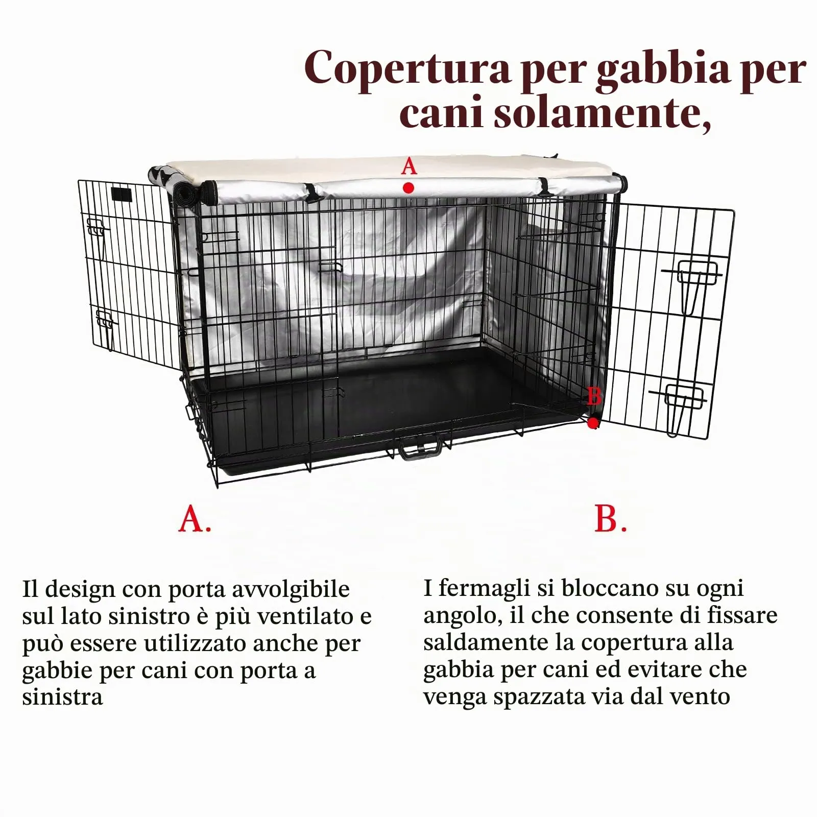 Sensong Copertura per Gabbia Cani in Poliestere Impermeabile, Beige, 36IN - immagine 4