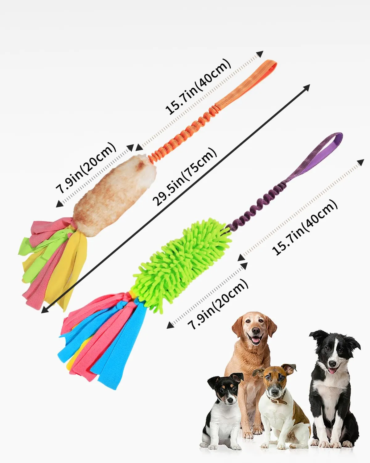 SCHITEC Giocattolo Corda Elastica per Tiro Alla Fune con Squeaky per Cani, Set da 2 Pezzi - immagine 6