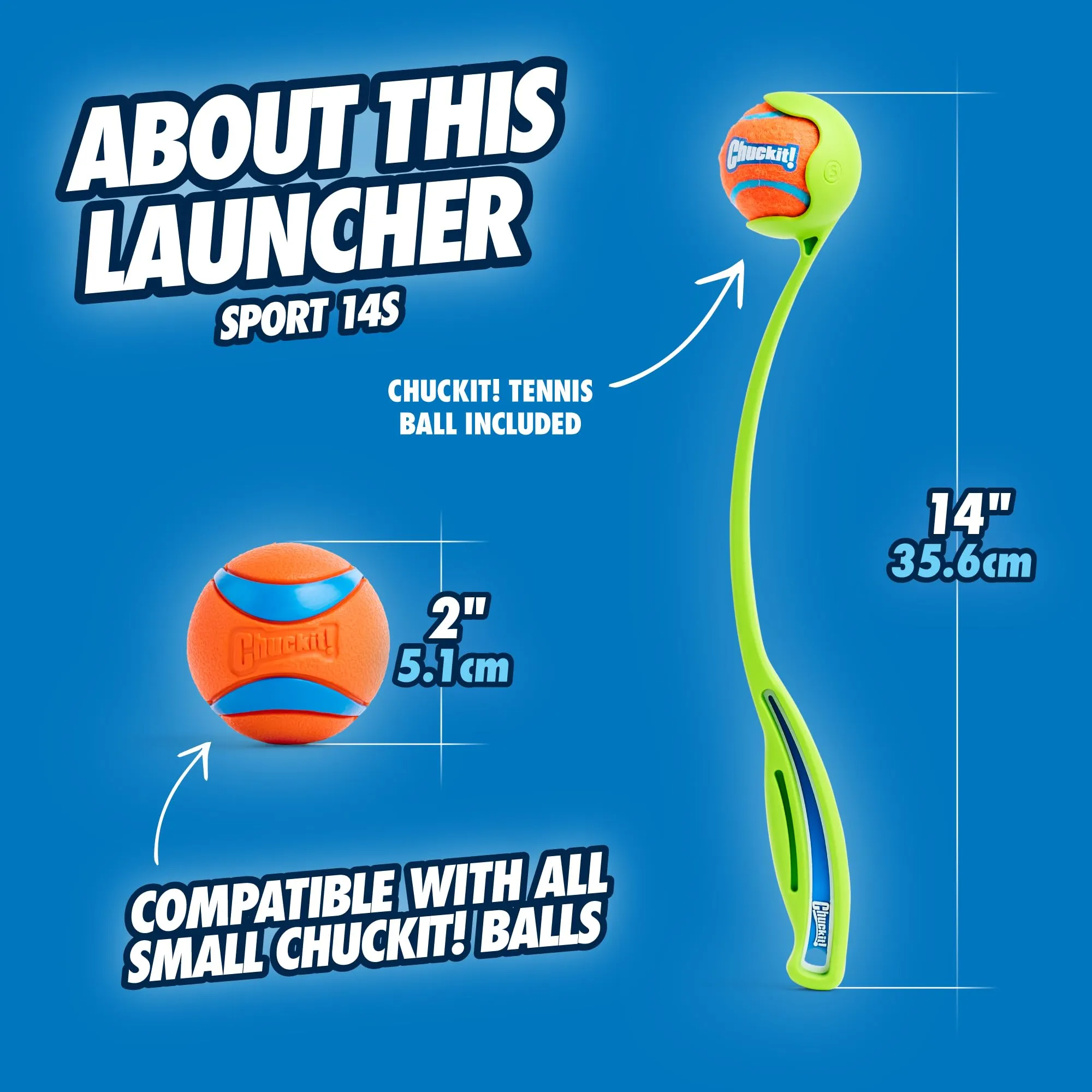 Chuckit! Lancia-palline per cani con pallina da tennis, Small 36 cm - immagine 8