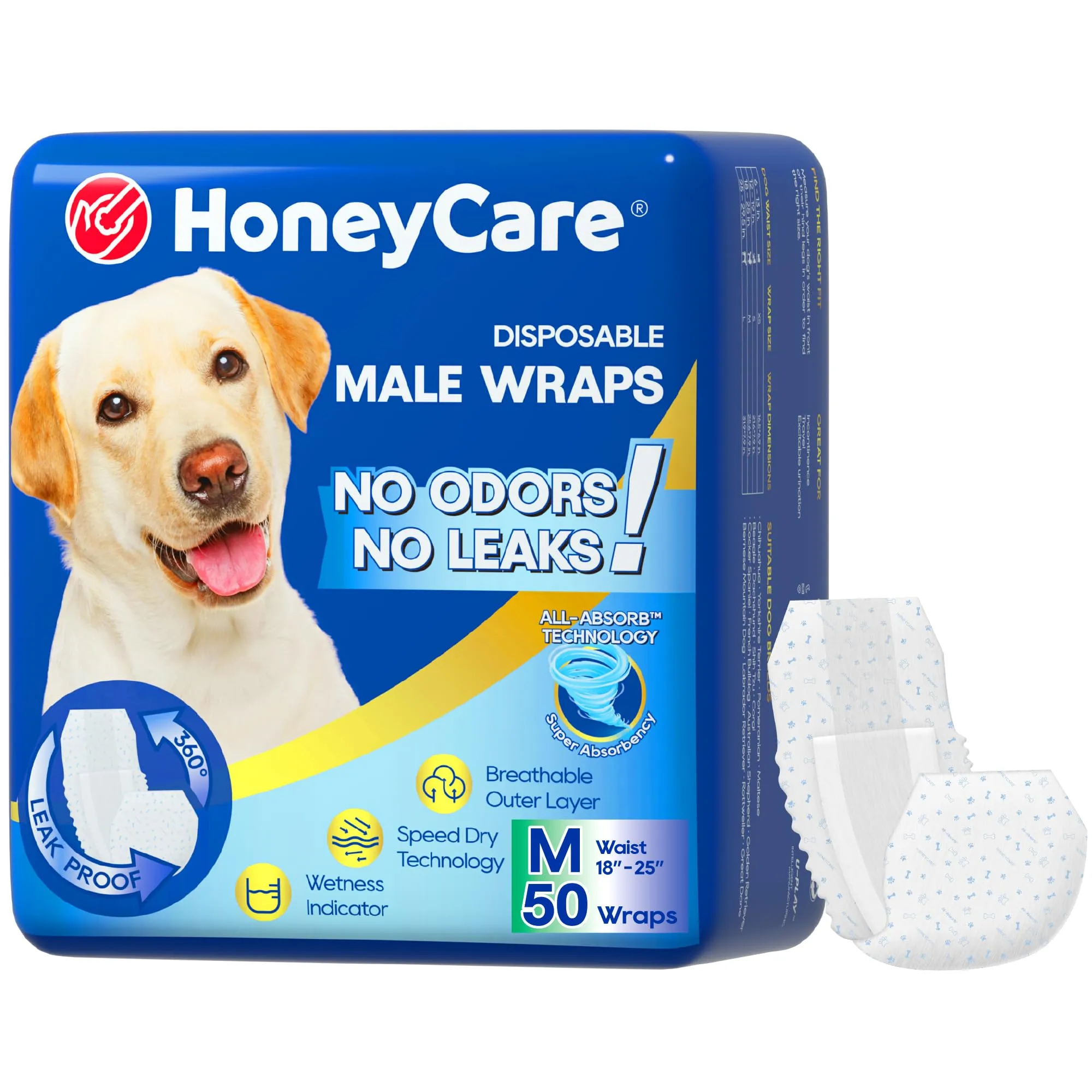 Honey Care All-Absorb Pannolini per cani maschi, A25, Medium, Bianco, 50 pezzi - immagine 1