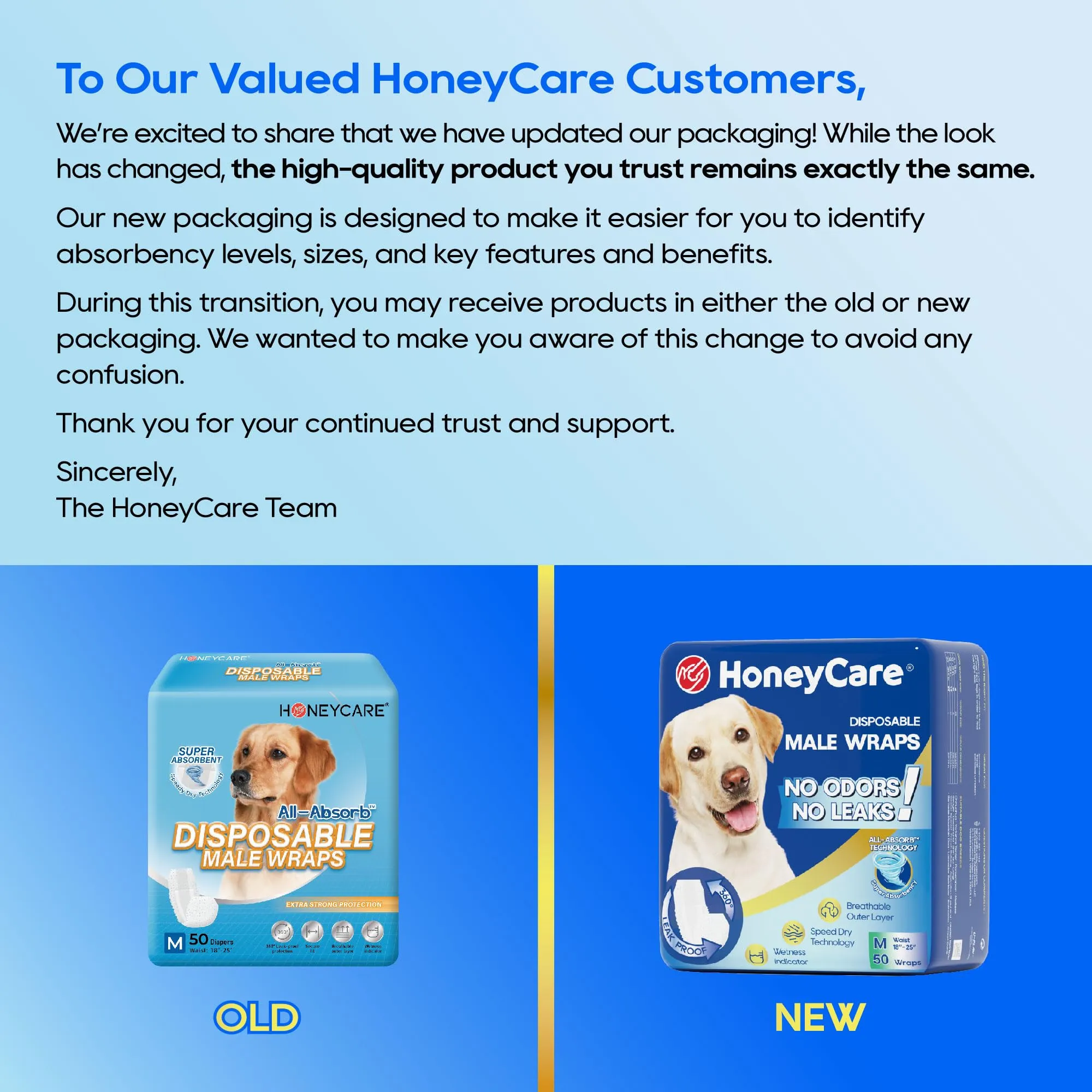 Honey Care All-Absorb Pannolini per cani maschi, A25, Medium, Bianco, 50 pezzi - immagine 2