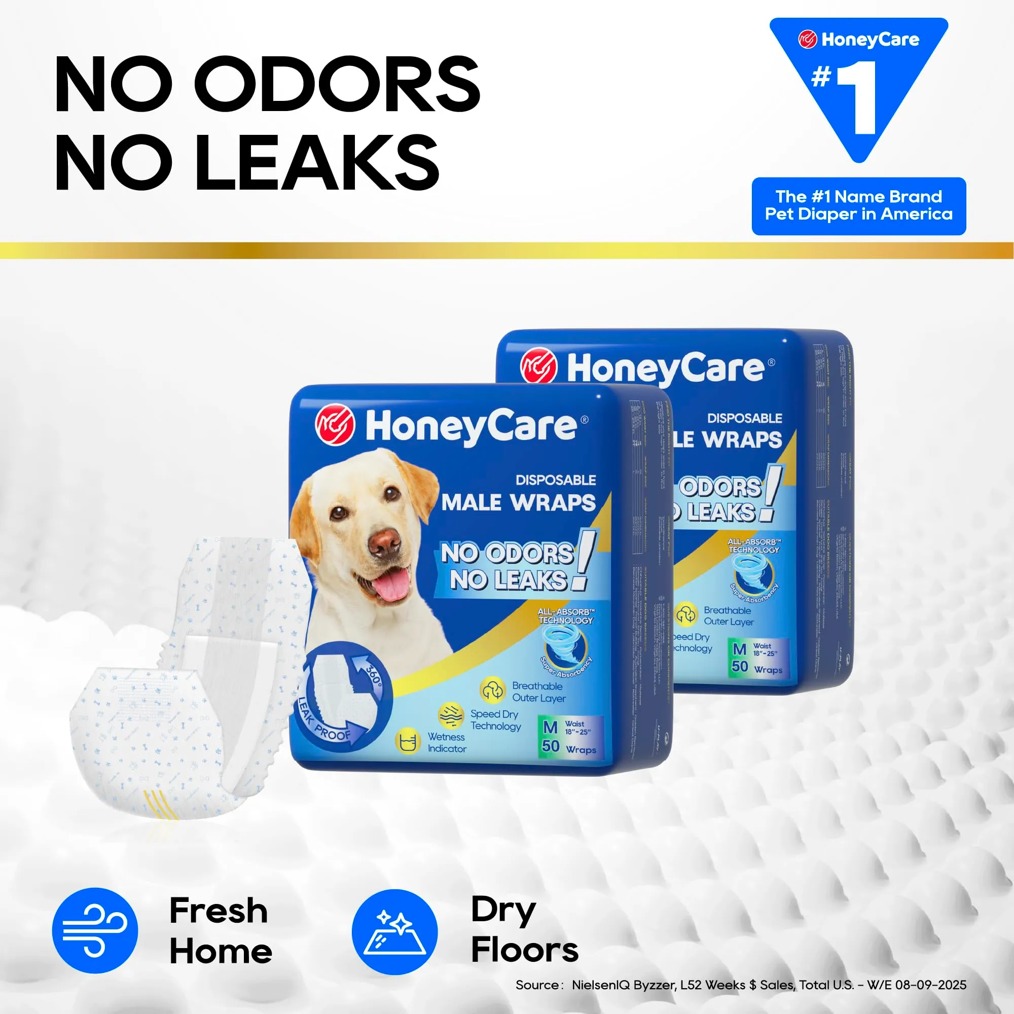 Honey Care All-Absorb Pannolini per cani maschi, A25, Medium, Bianco, 50 pezzi - immagine 6