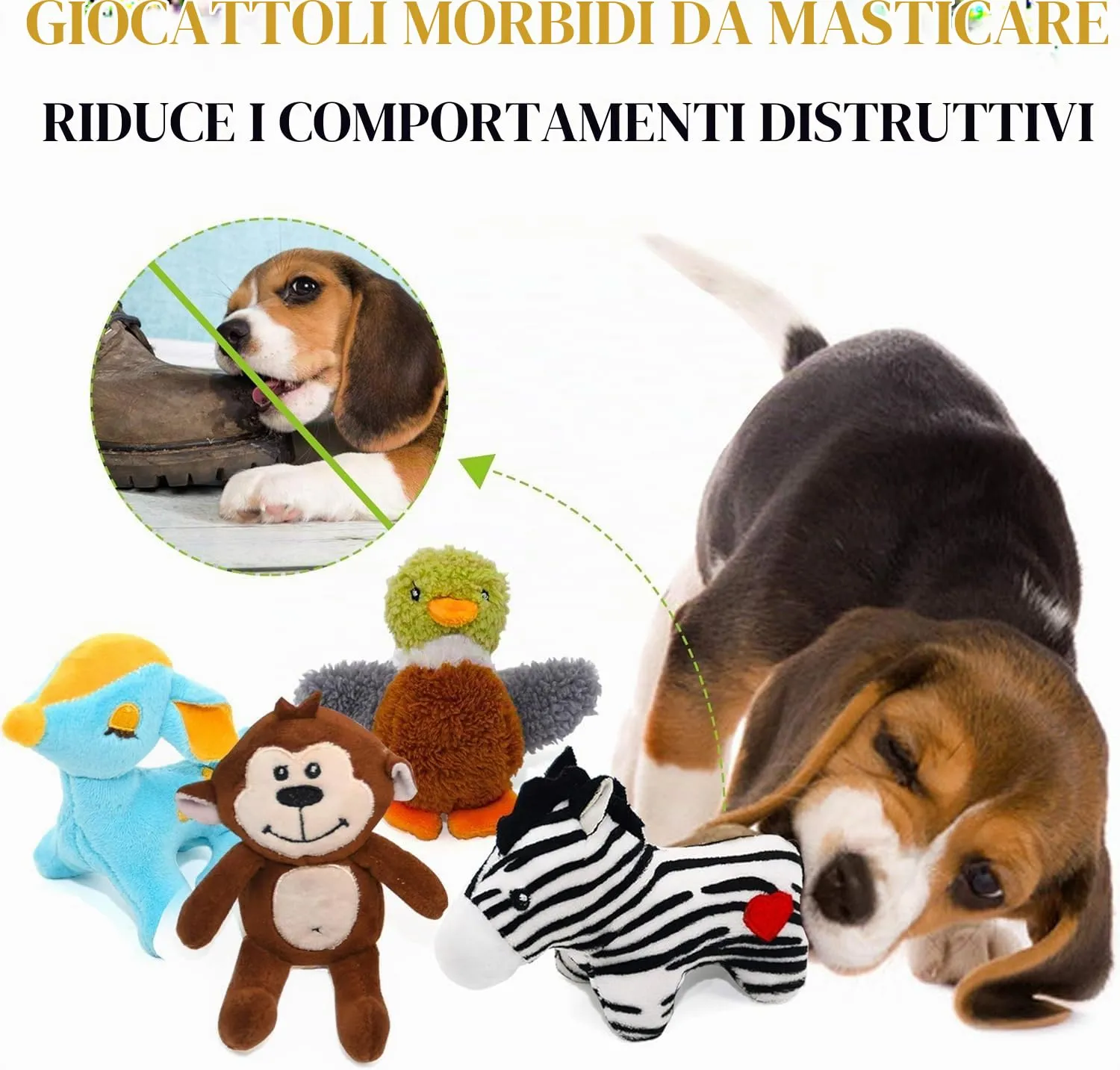 SHARLOVY Giocattoli cigolanti in peluche per cani di piccola taglia e cuccioli, set da 12 pezzi per dentizione - immagine 5