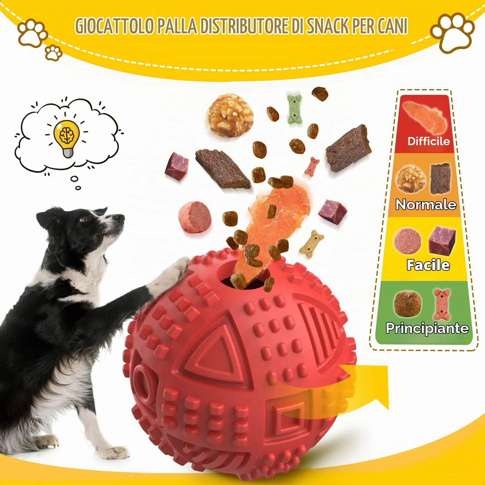 LEGEND SANDY Treat Dispensing Squeaky Puzzle Ball for Aggressive Chewers, Large Breed, Red - immagine 3