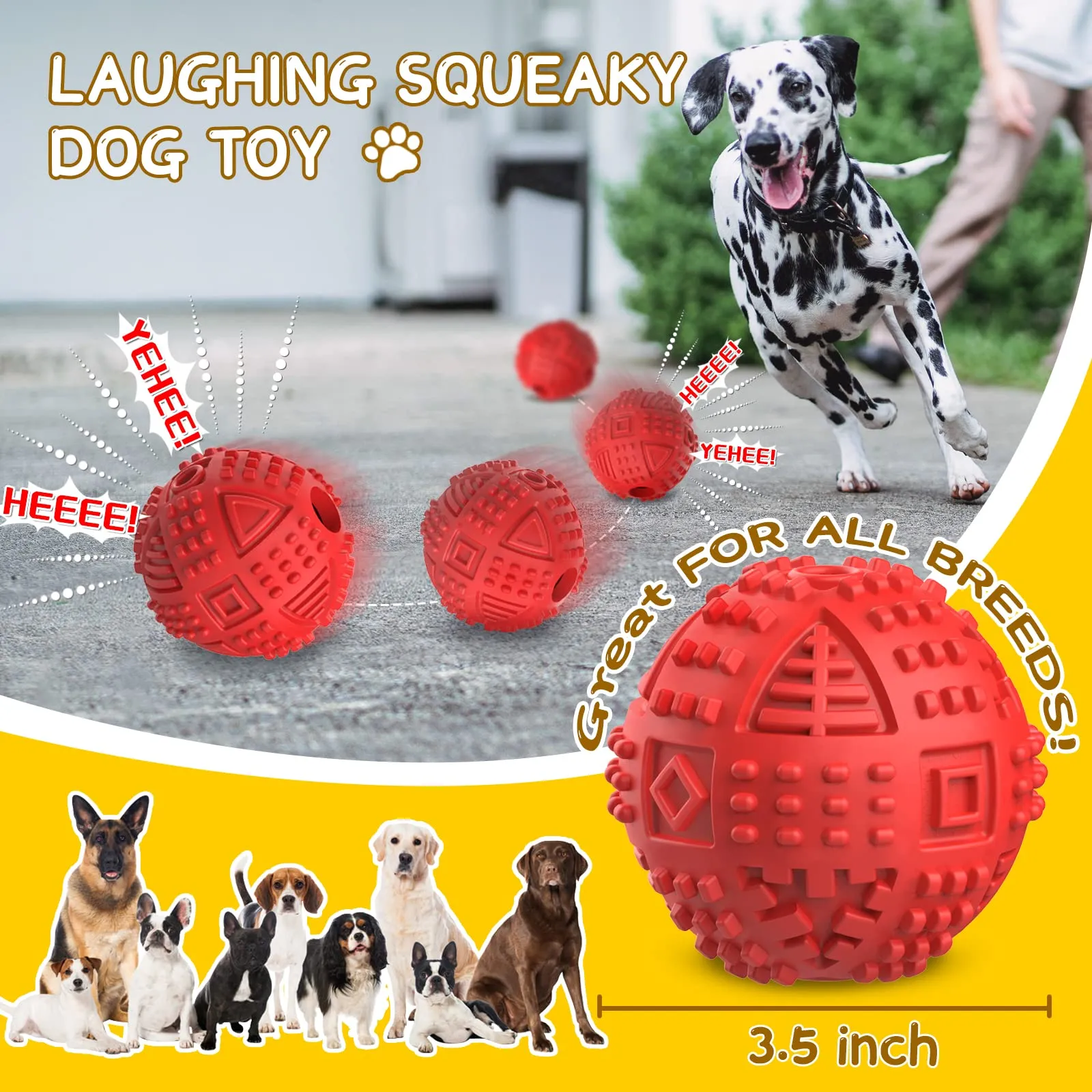 LEGEND SANDY Treat Dispensing Squeaky Puzzle Ball for Aggressive Chewers, Large Breed, Red - immagine 4