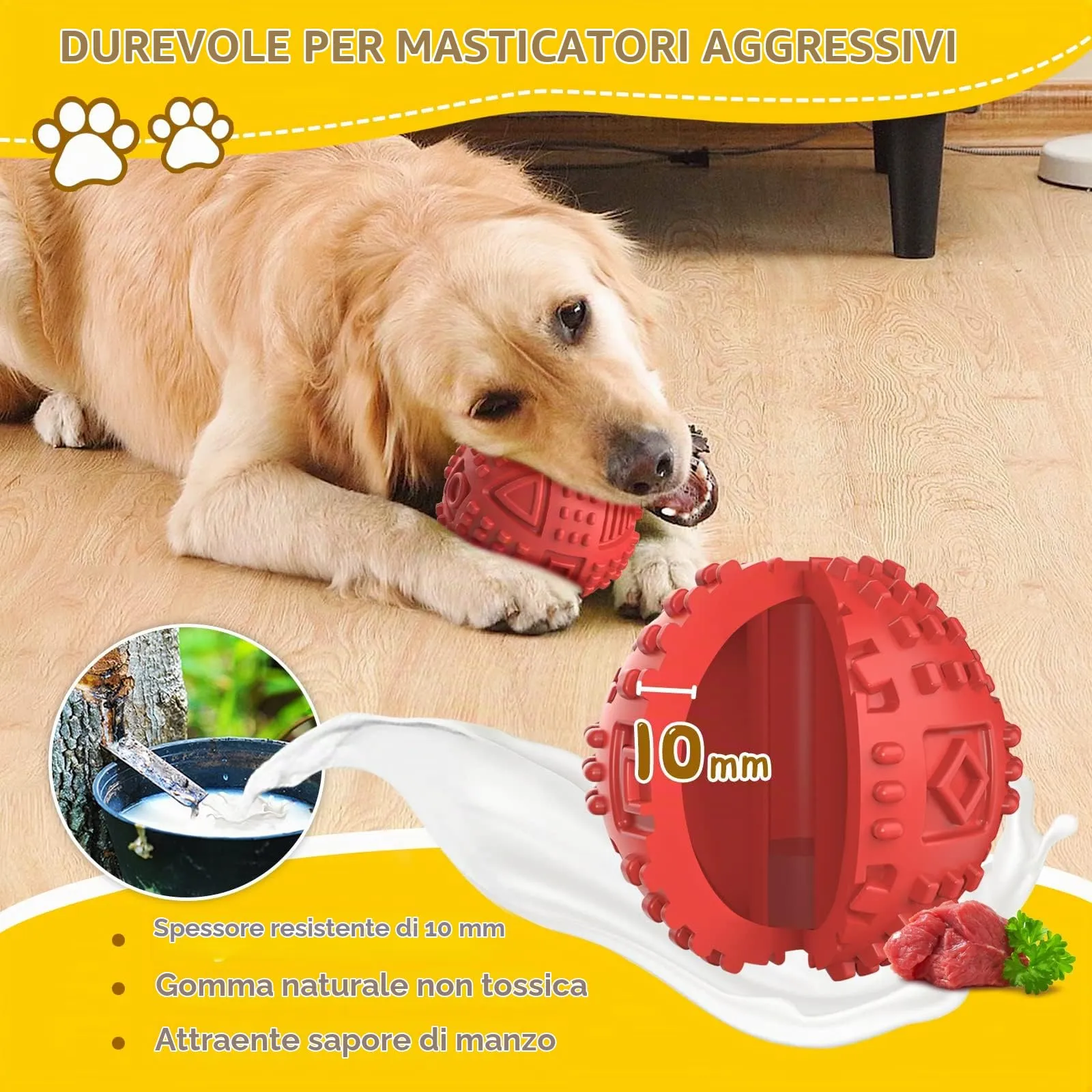 LEGEND SANDY Treat Dispensing Squeaky Puzzle Ball for Aggressive Chewers, Large Breed, Red - immagine 5