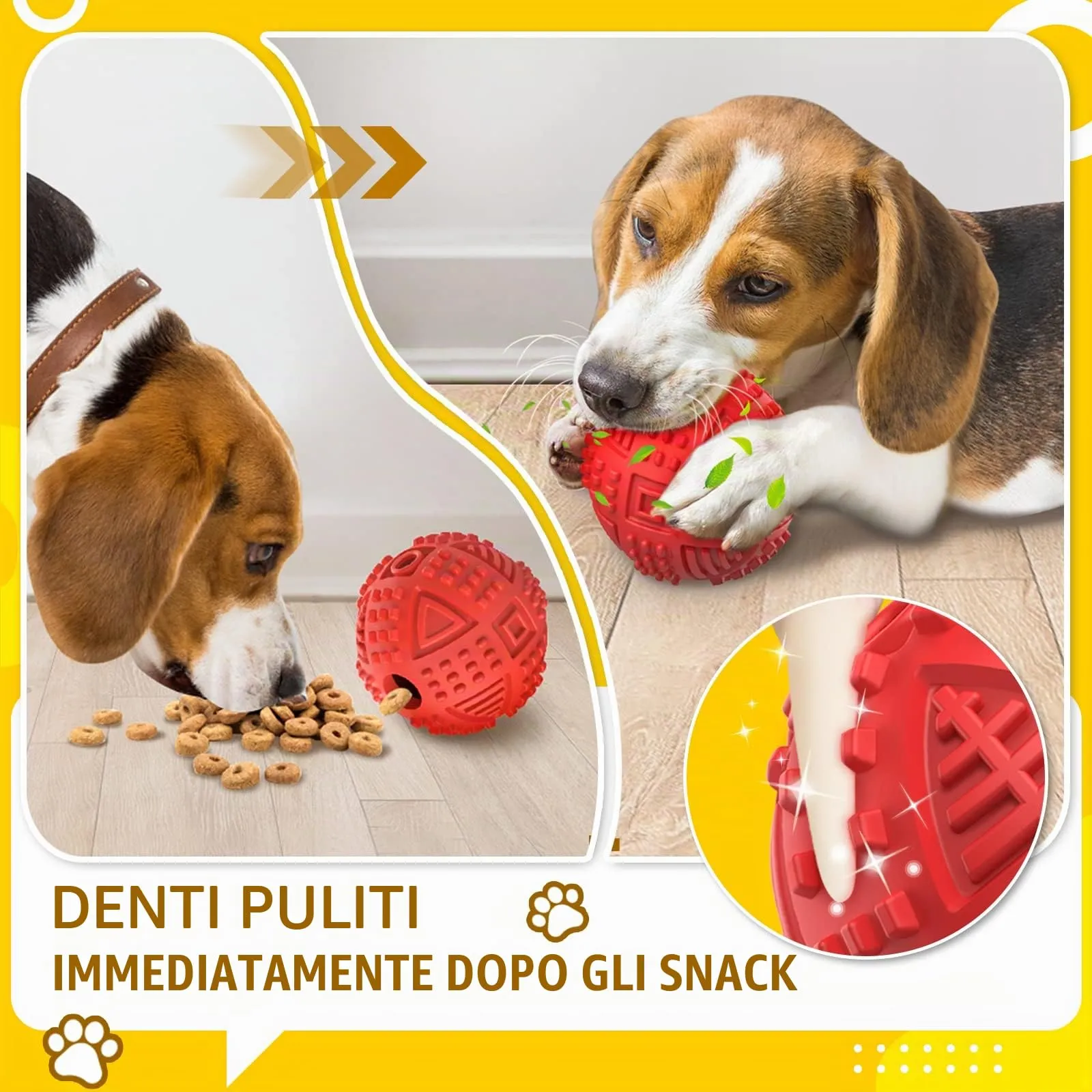 LEGEND SANDY Treat Dispensing Squeaky Puzzle Ball for Aggressive Chewers, Large Breed, Red - immagine 6