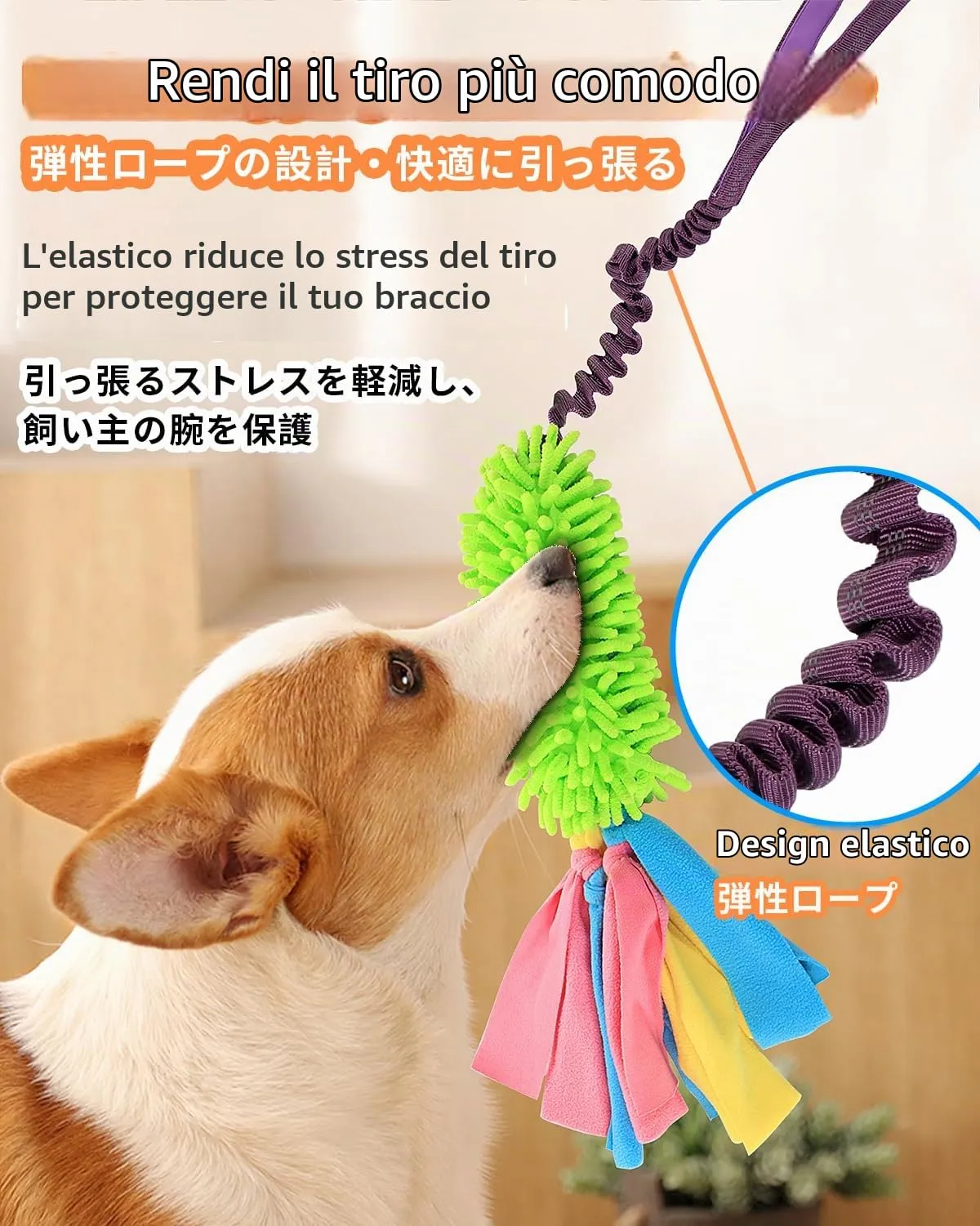 SCHITEC Giocattolo per Rimorchiatore Interattivo per Cani con Corda Elastica e Squittio, CW-0107 - immagine 3