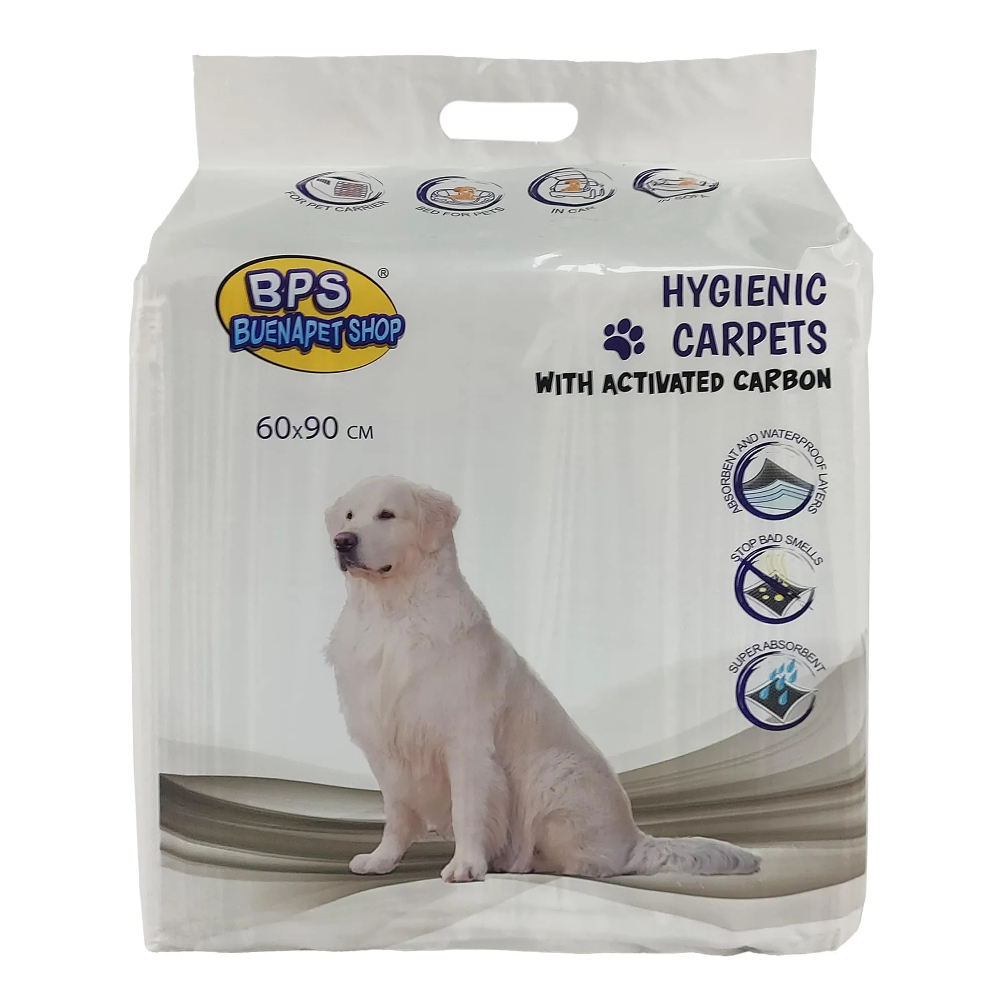 BPS Buena Pet Shop Tappetini Igienici al Carbone Attivo per Cani, 60x90cm, 120 pezzi - immagine 4