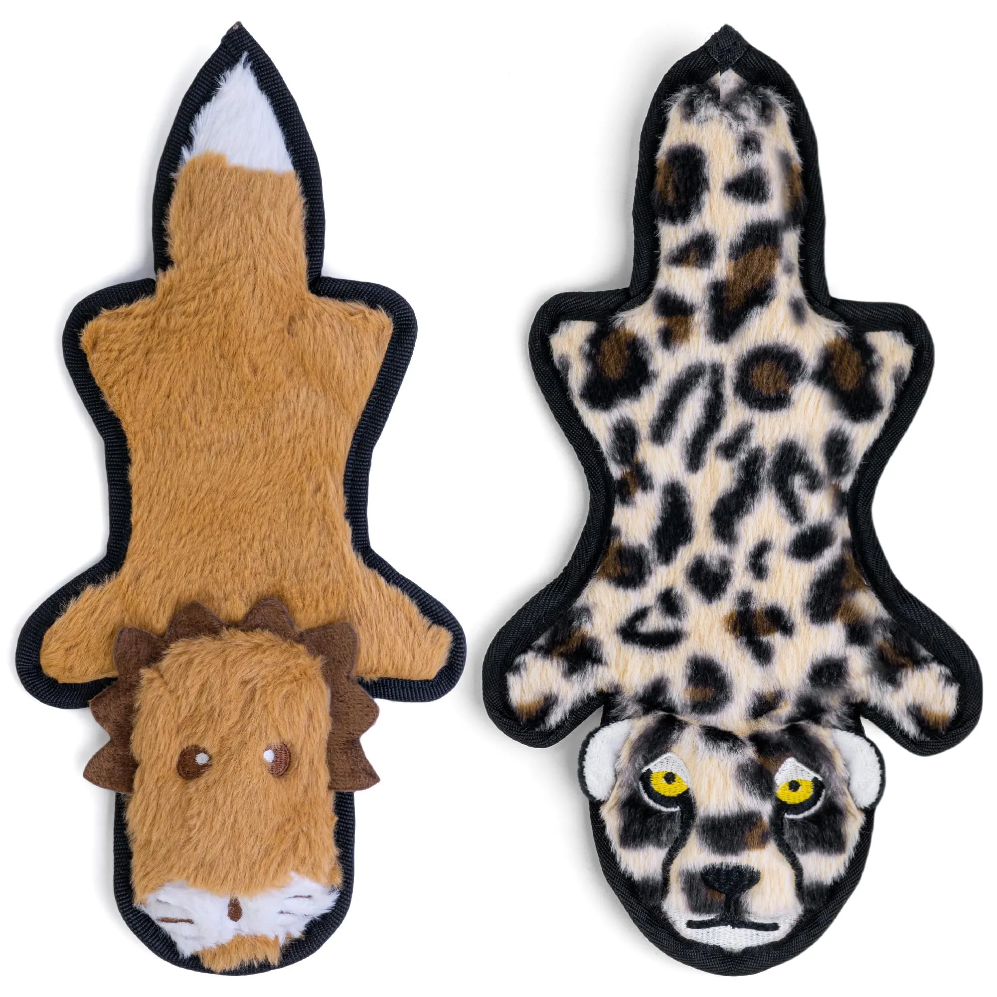 SHARLOVY Giocattoli per cani senza ripieno Crinkle Squeaky, masticabili resistenti a 6 strati per cuccioli e cani aggressivi, Leopard, Large - immagine 1