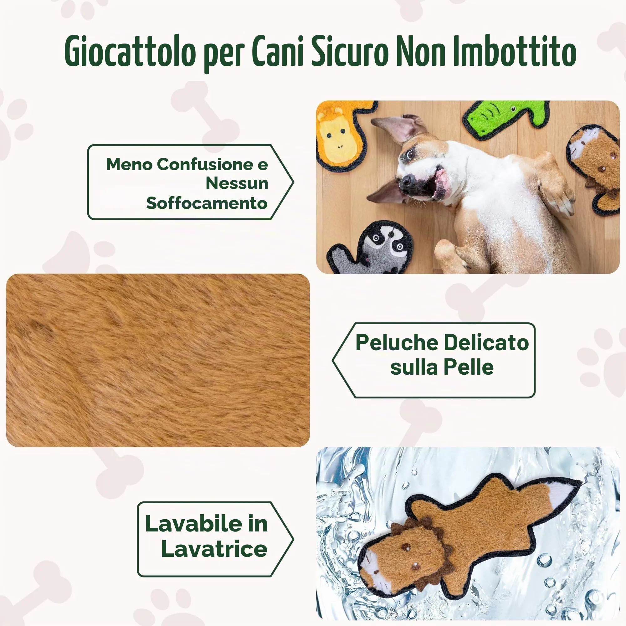 SHARLOVY Giocattoli per cani senza ripieno Crinkle Squeaky, masticabili resistenti a 6 strati per cuccioli e cani aggressivi, Leopard, Large - immagine 4